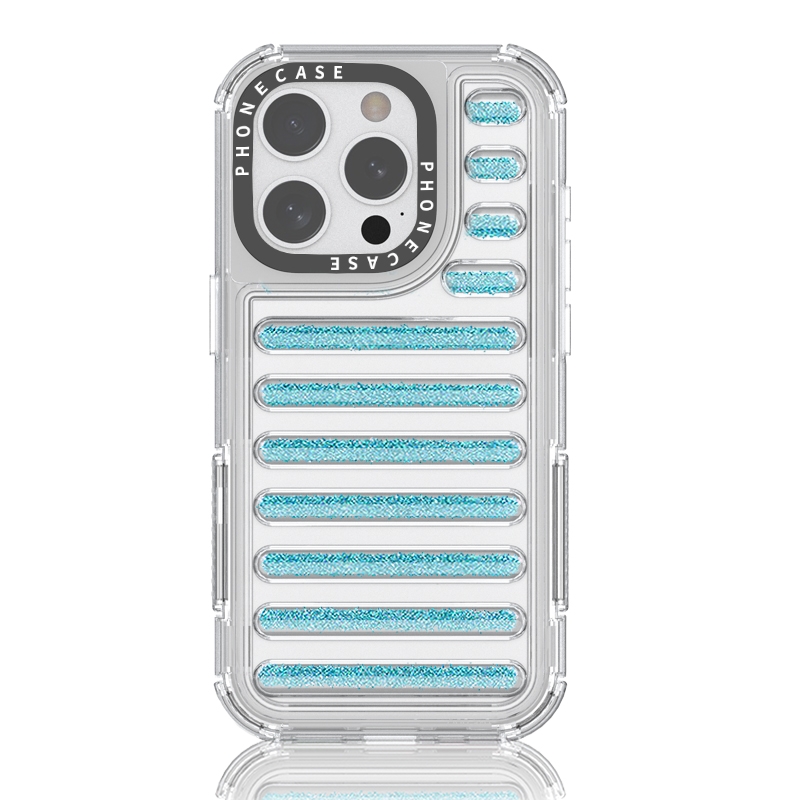 For iPhone 14 Pro Capsule Glitter TPU Hybrid PC Airbag Phone Case(Blue) - Shopkiz.com