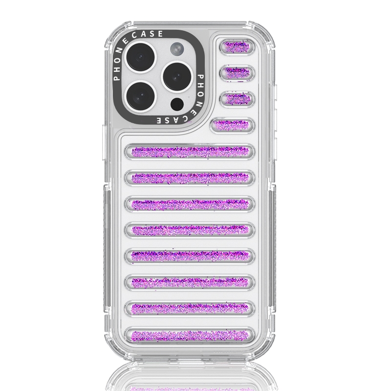 For iPhone 14 Pro Max Capsule Glitter TPU Hybrid PC Airbag Phone Case(Purple) - Shopkiz.com