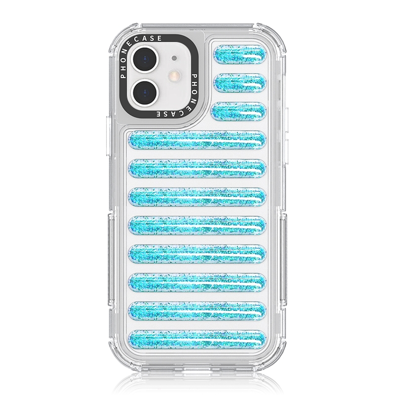 For iPhone 12 / 12 Pro Capsule Glitter TPU Hybrid PC Airbag Phone Case(Blue) - Shopkiz.com
