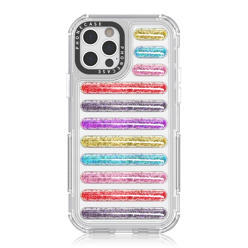 For iPhone 12 Pro Max Capsule Glitter TPU Hybrid PC Airbag Phone Case(Mixed Color) - Shopkiz.com