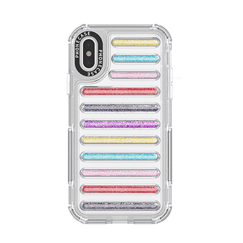 For iPhone XS / X Capsule Glitter TPU Hybrid PC Airbag Phone Case(Mixed Color) - Shopkiz.com