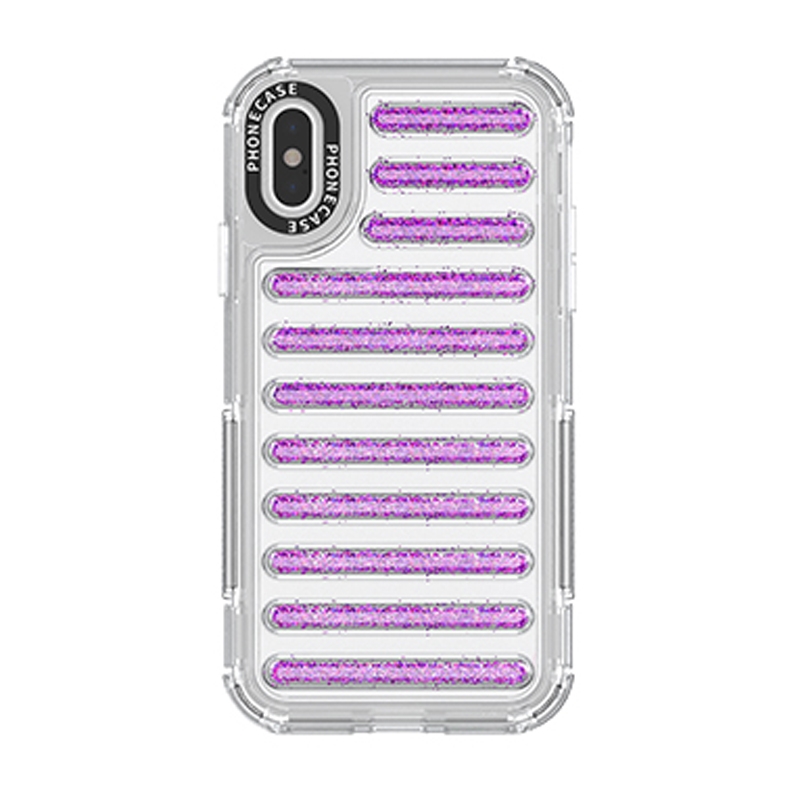 For iPhone XS / X Capsule Glitter TPU Hybrid PC Airbag Phone Case(Purple) - Shopkiz.com