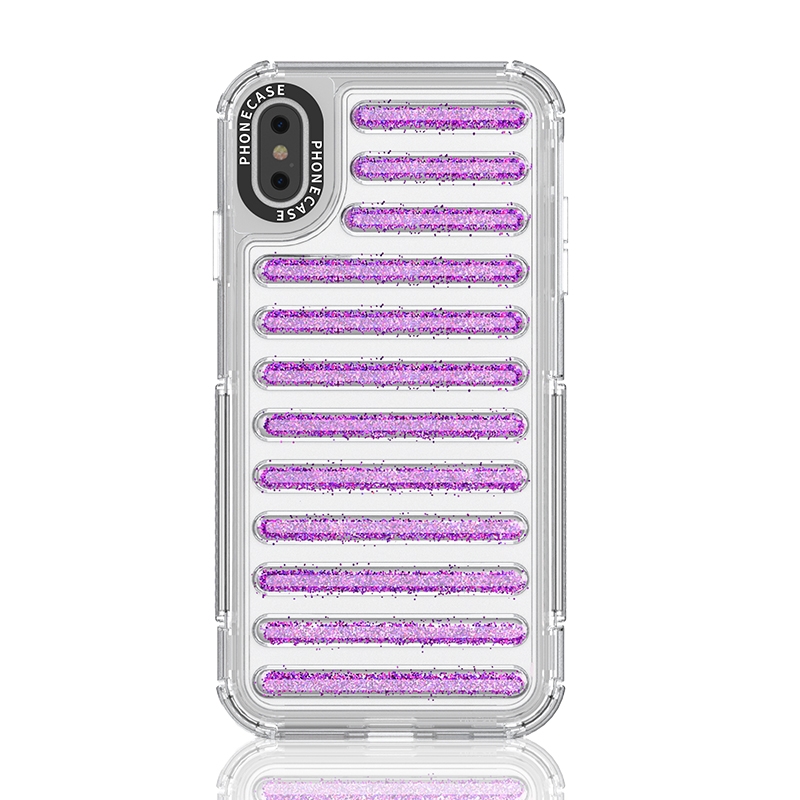 For iPhone XS Max Capsule Glitter TPU Hybrid PC Airbag Phone Case(Purple) - Shopkiz.com