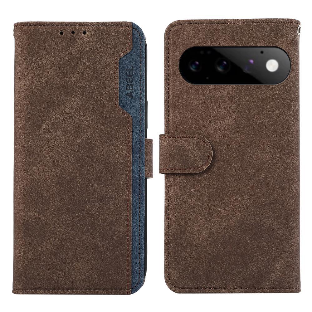For Google Pixel 11 ABEEL Color Block Magnetic RFID Leather Phone Case(Brown-Blue) - Shopkiz.com