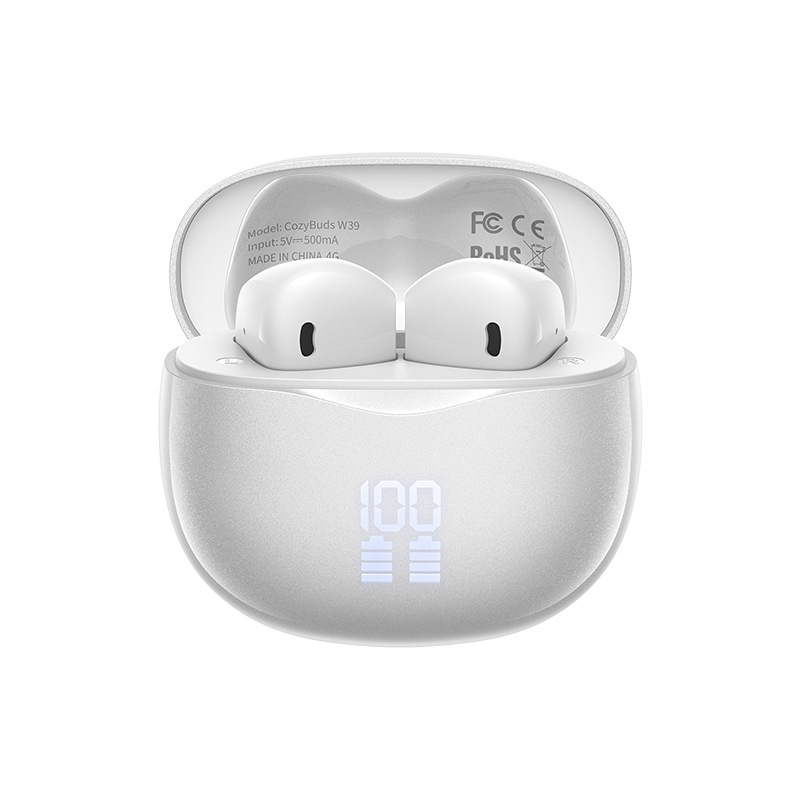 REMAX W39 Stereo Digital Display Wireless Bluetooth Earphone(White) - Shopkiz.com