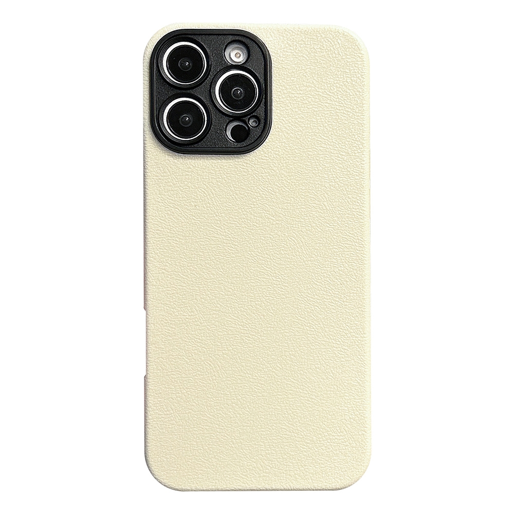 For iPhone 14 Pro Litchi Texture TPU Black Lens Frame Phone Case(White) - Shopkiz.com