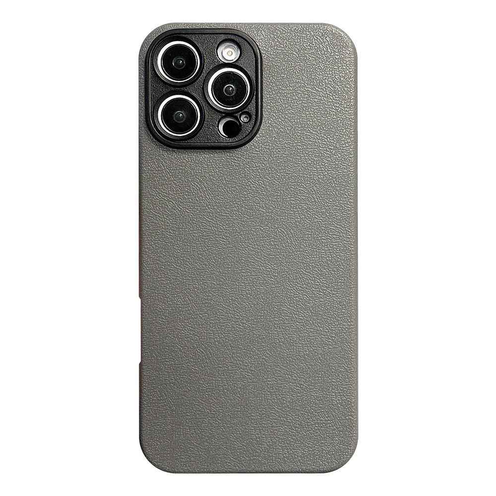 For iPhone 14 Pro Litchi Texture TPU Black Lens Frame Phone Case(Grey) - Shopkiz.com