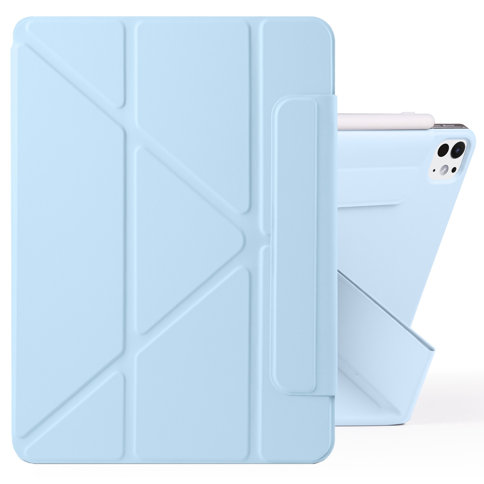 For iPad Pro 13 2025 / 2024 Fixed Buckle Magnetic Deformation Leather Tablet Case(Ice Blue) - Shopkiz.com