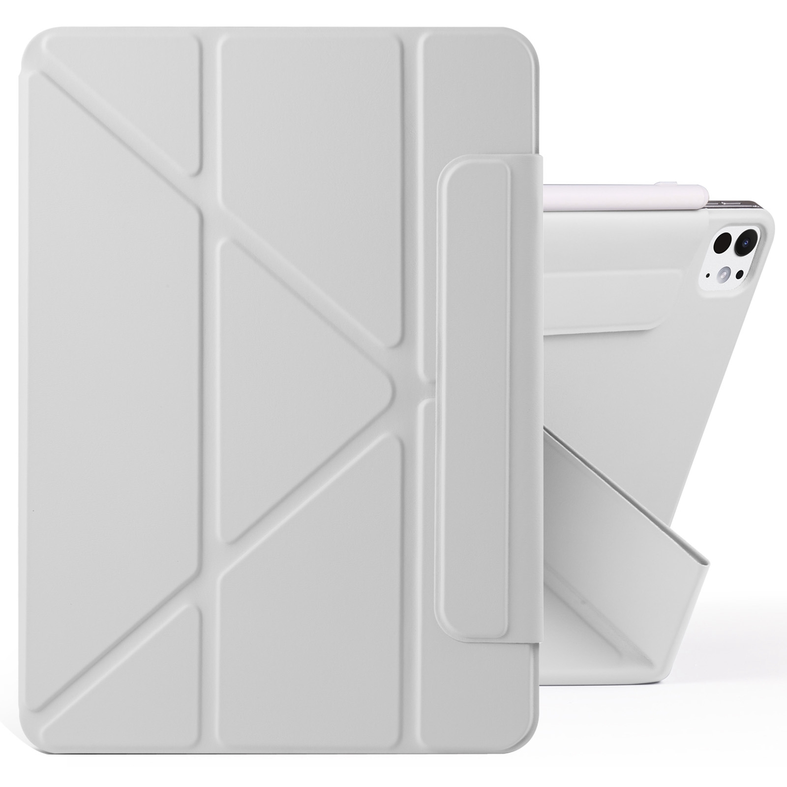 For iPad Pro 13 2025 / 2024 Fixed Buckle Magnetic Deformation Leather Tablet Case(Grey) - Shopkiz.com