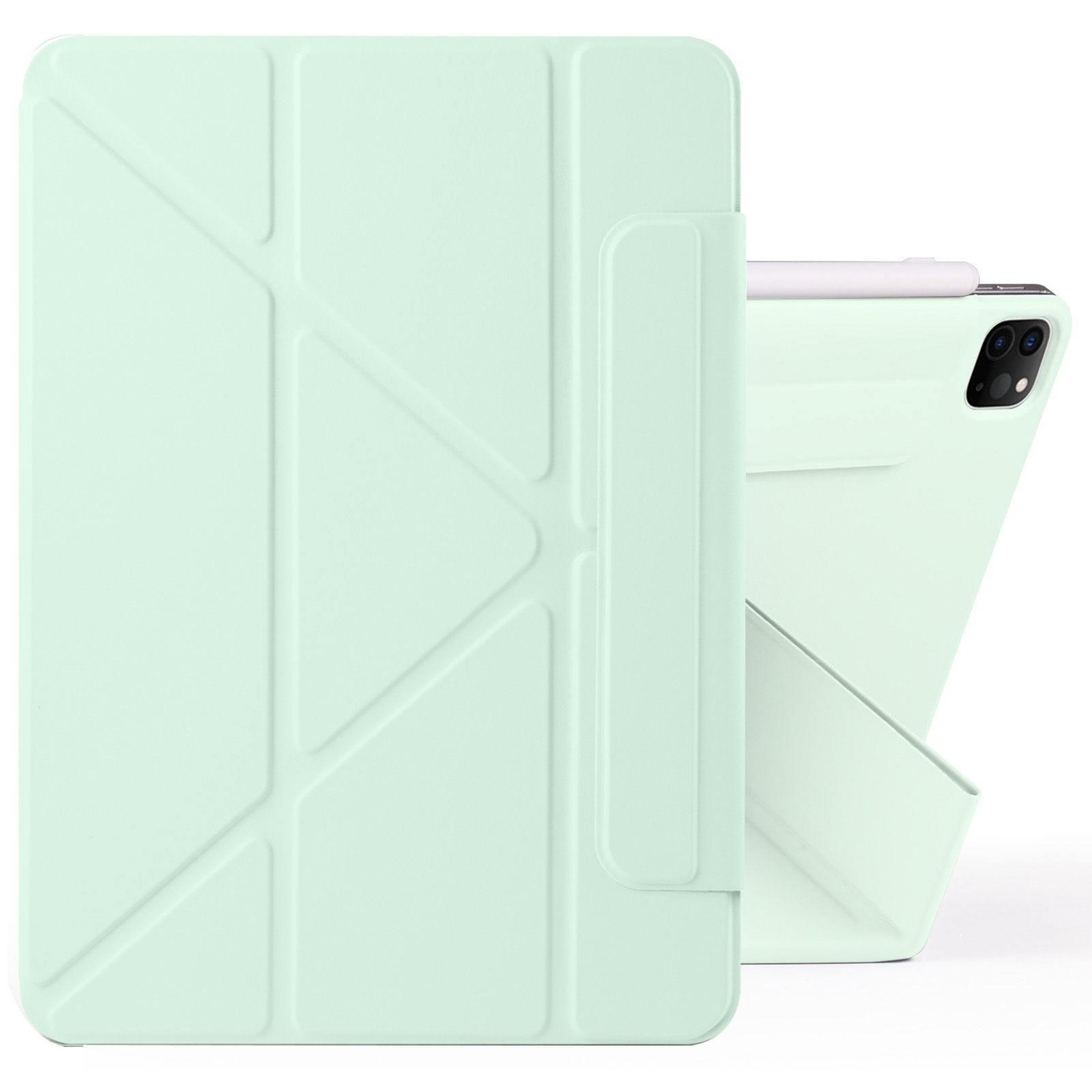 For iPad Pro 12.9 2022 / 2021 / 2020 Fixed Buckle Magnetic Deformation Leather Tablet Case(Baby Green) - Shopkiz.com