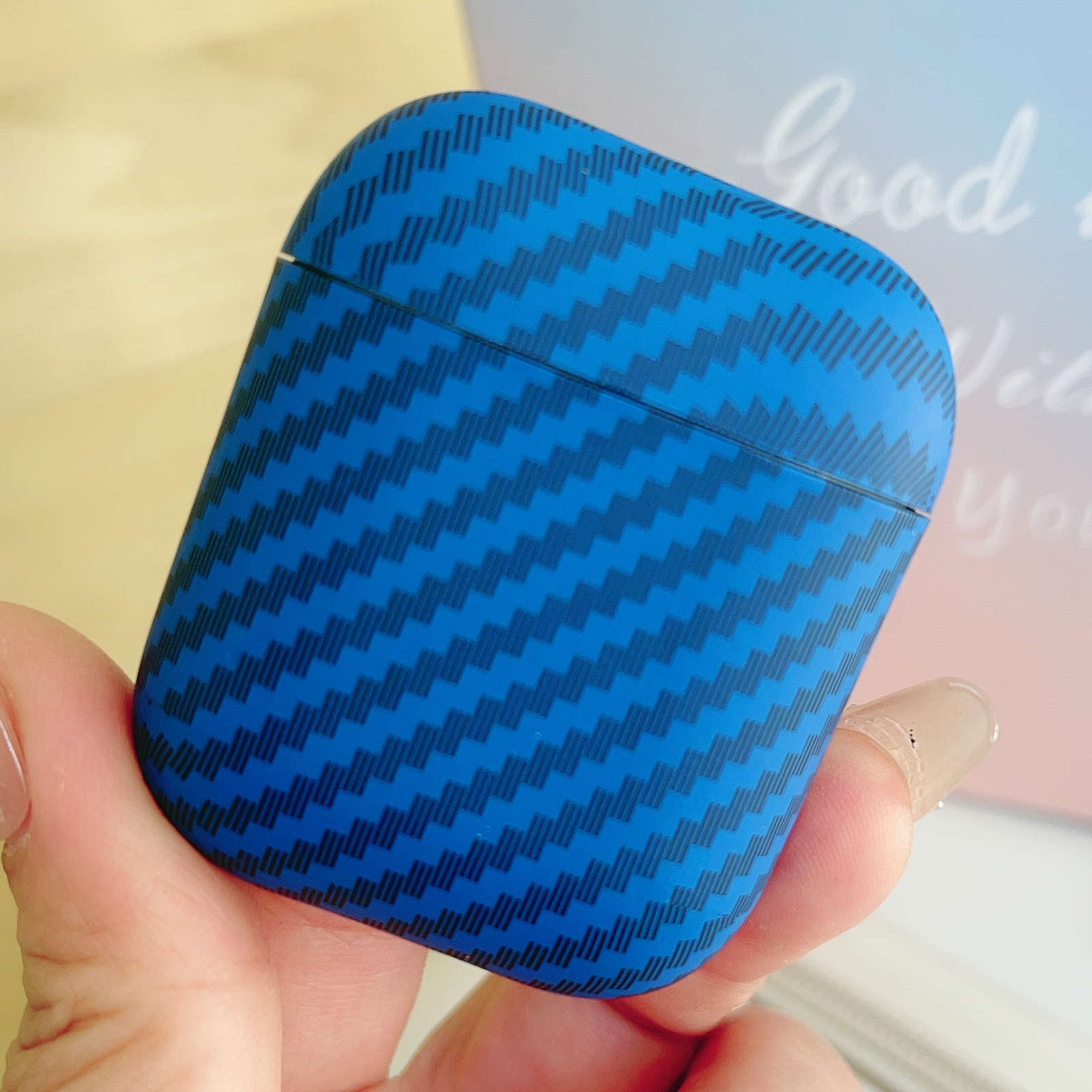 For AirPods 1 / 2 Carbon Fiber TPU Frosted Earphone Protective Case(Blue) - Shopkiz.com