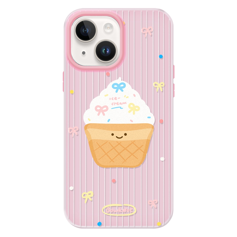 For iPhone 14 Skin Feeling Jelly TPU Hybrid PC Phone Case(Ice Cream Polka Dot Pink) - Shopkiz.com