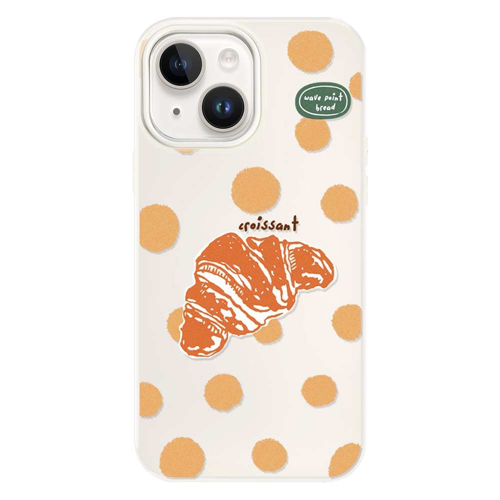 For iPhone 13 Skin Feeling Jelly TPU Hybrid PC Phone Case(Polka Dot Croissant White) - Shopkiz.com