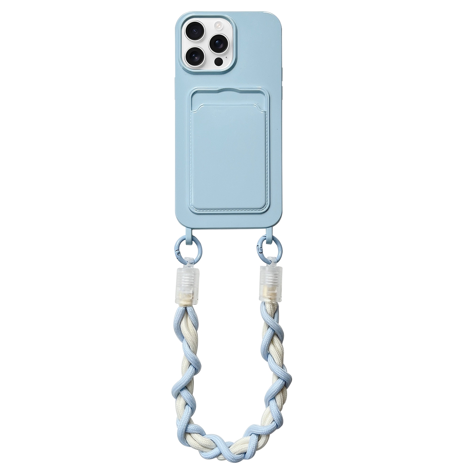 For iPhone 12 Pro Max Dopamine Card Slot Phone Case with Lanyard(Blue) - Shopkiz.com