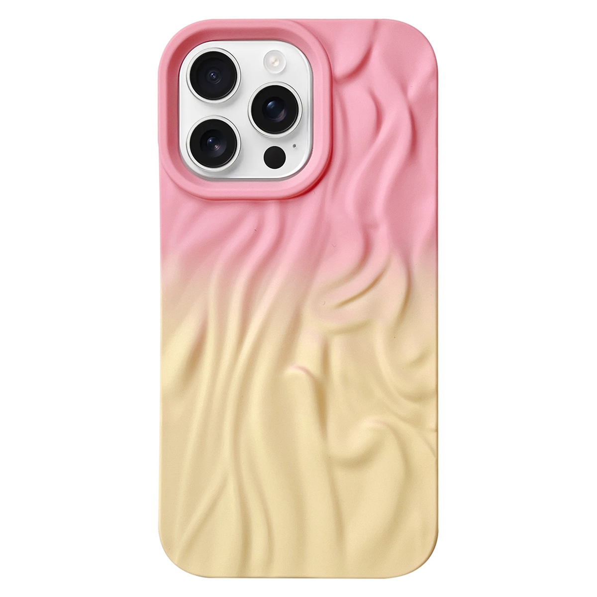 For iPhone 15 Pro Max Wrinkle Gradient Skin-feel Frosted TPU Phone Case(Pink Yellow) - Shopkiz.com