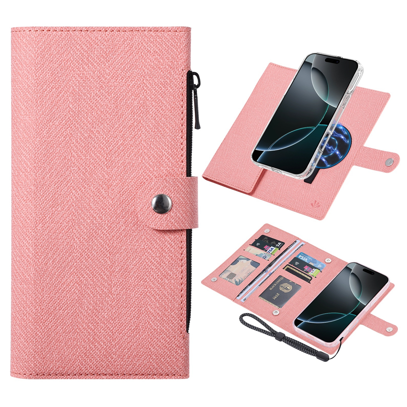 For iPhone 16 Pro ViLi GBS-C Series MagSafe Magnetic RFID Leather Flip Phone Case(Pink) - Shopkiz.com