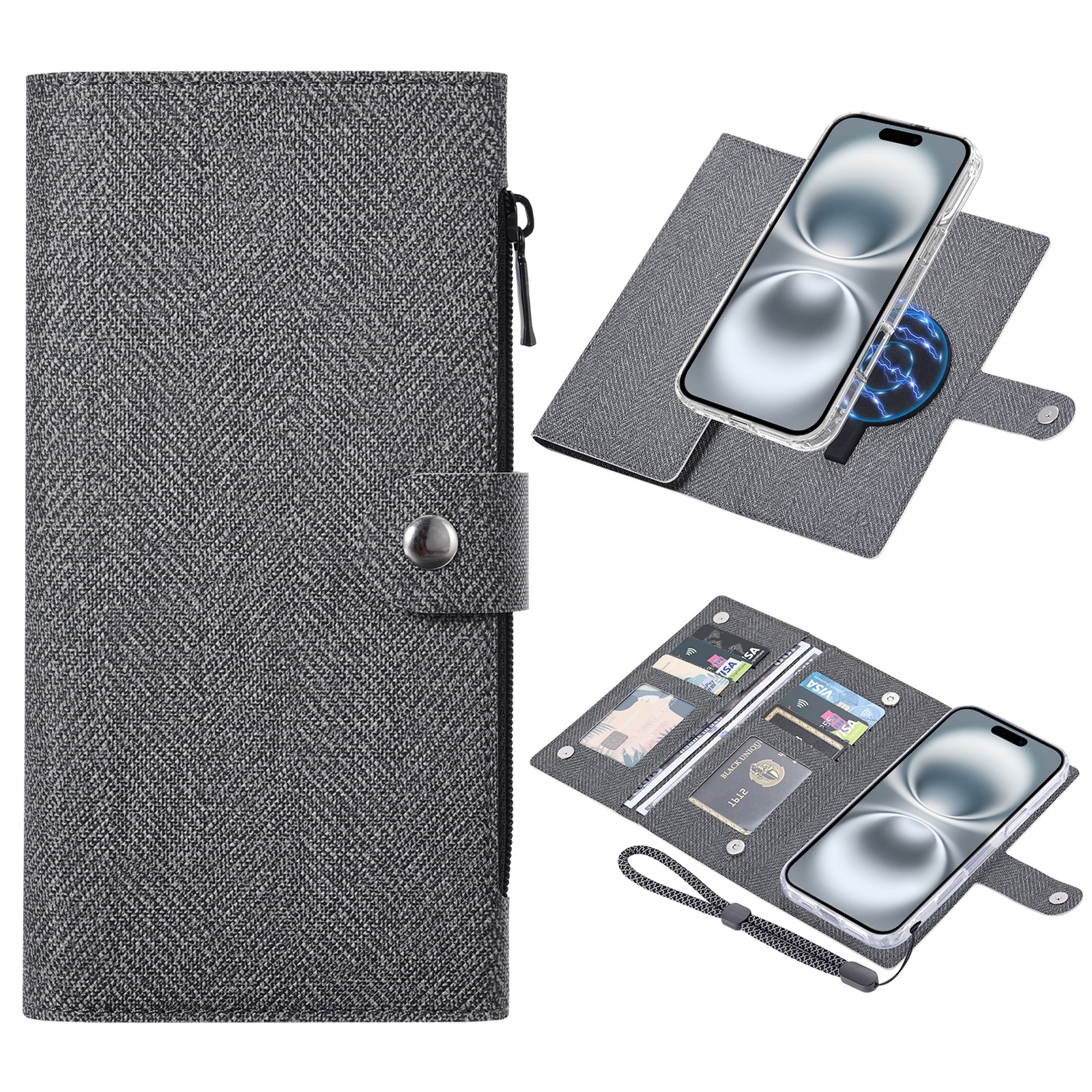 For iPhone 16 Plus ViLi GBS-C Series MagSafe Magnetic RFID Leather Flip Phone Case(Black) - Shopkiz.com