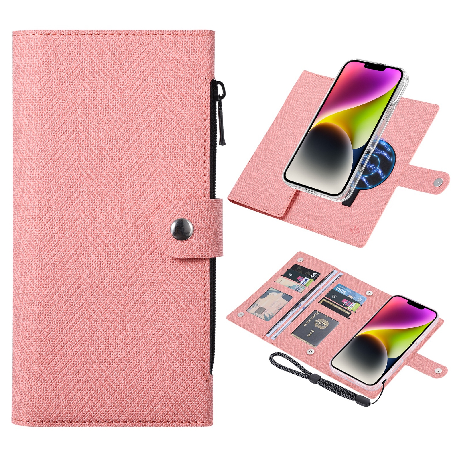 For iPhone 14 Plus ViLi GBS-C Series MagSafe Magnetic RFID Leather Flip Phone Case(Pink) - Shopkiz.com