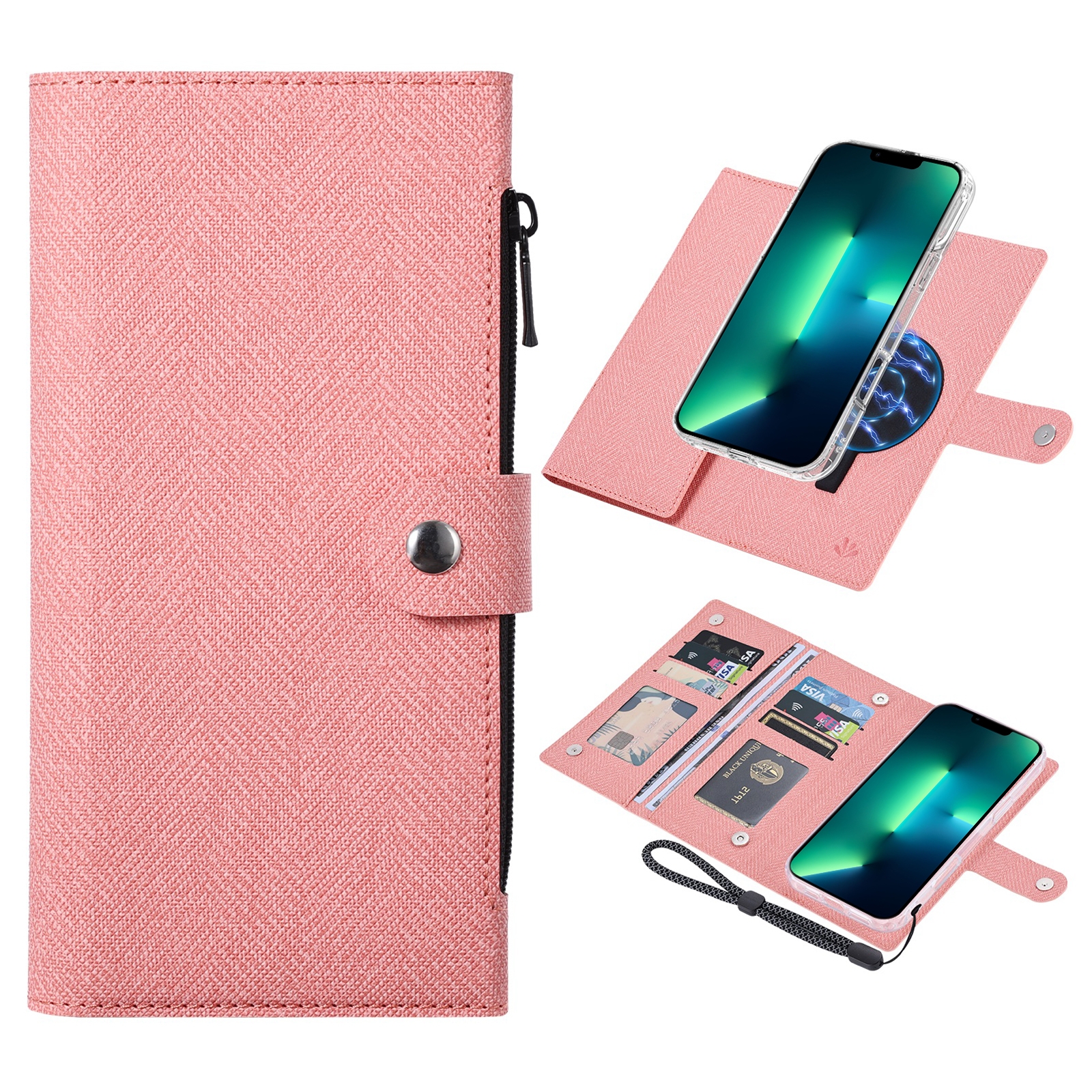 For iPhone 13 Pro ViLi GBS-C Series MagSafe Magnetic RFID Leather Flip Phone Case(Pink) - Shopkiz.com