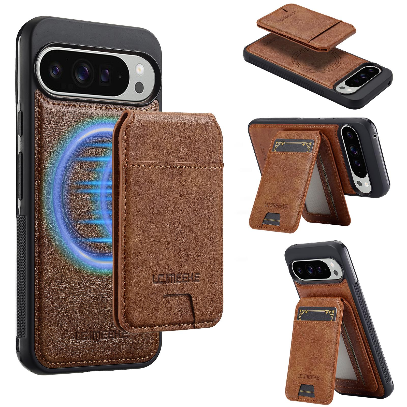 For Google Pixel 11 Pro XL LC.IMEEKE L3 Series Detachable RFID Card Bag Magsafe Phone Case(Brown) - Shopkiz.com