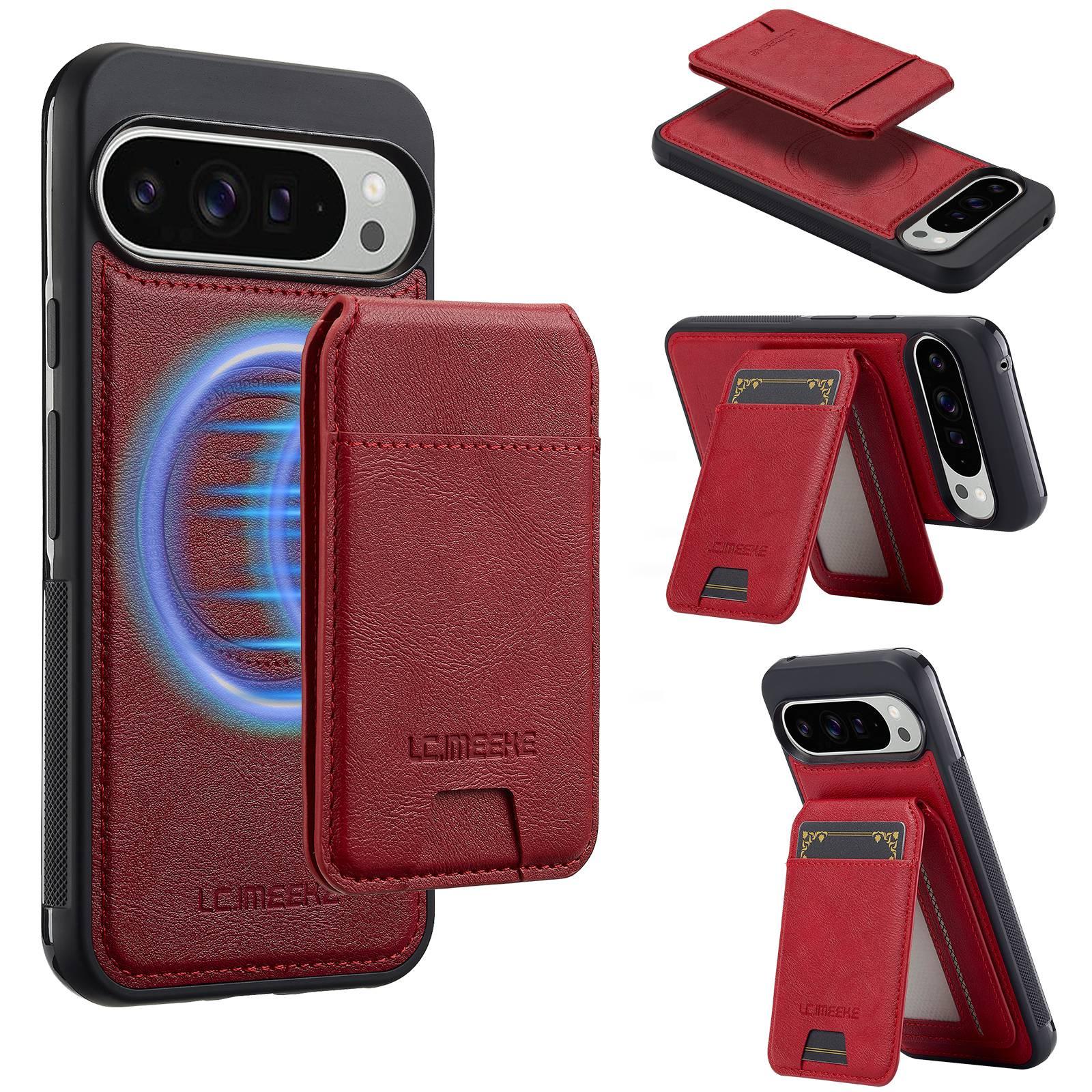 For Google Pixel 11 Pro XL LC.IMEEKE L3 Series Detachable RFID Card Bag Magsafe Phone Case(Red) - Shopkiz.com