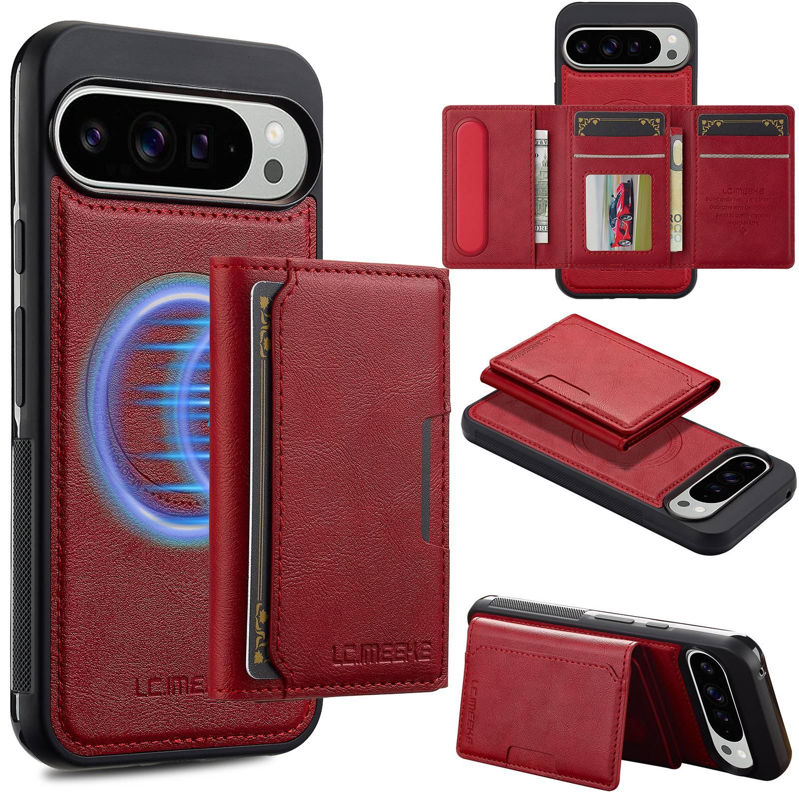 For Google Pixel 11 Pro XL LC.IMEEKE L5 Series Detachable RFID Card Bag Magsafe Phone Case(Red) - Shopkiz.com