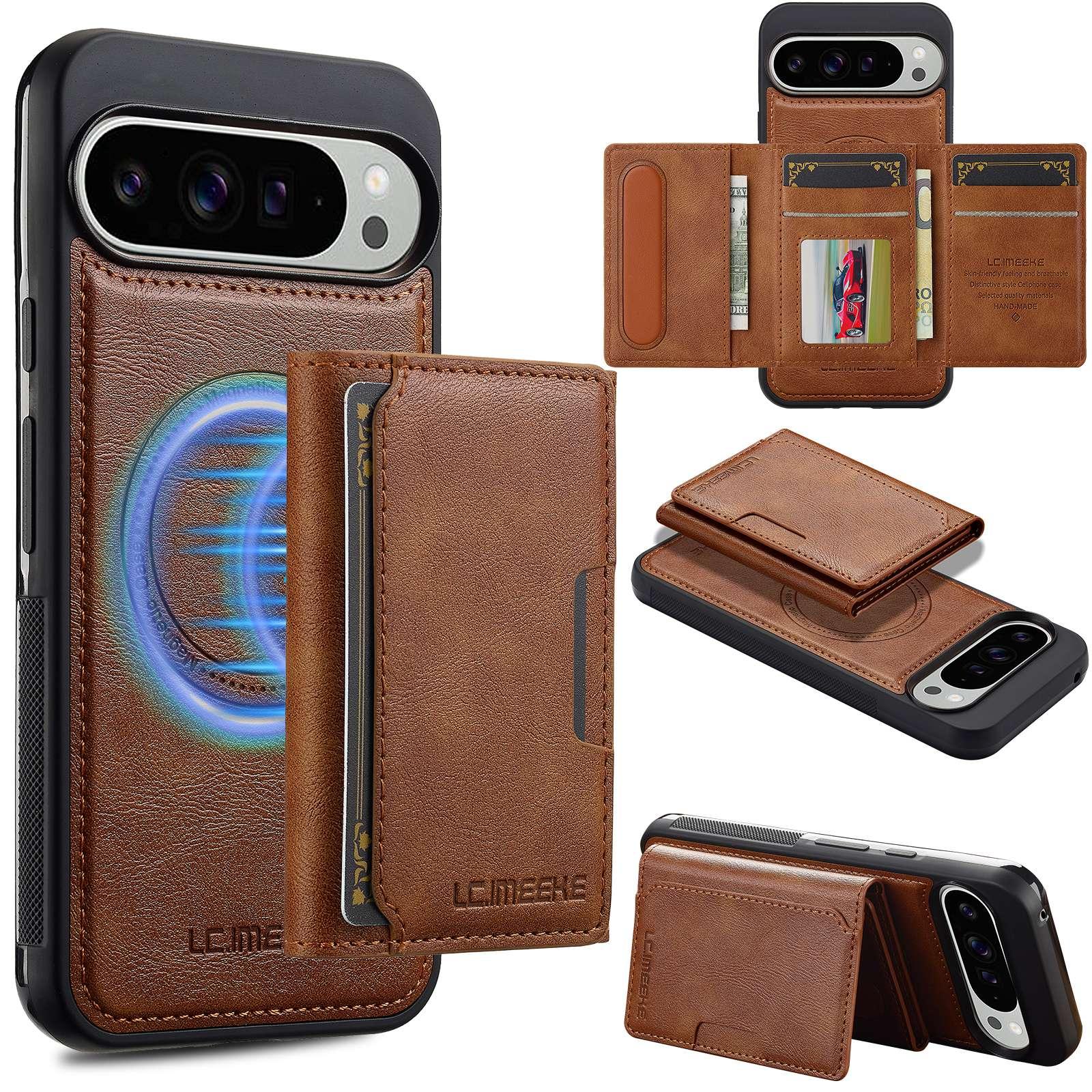 For Google Pixel 11 / 11 Pro LC.IMEEKE L5 Series Detachable RFID Card Bag Magsafe Phone Case(Brown) - Shopkiz.com