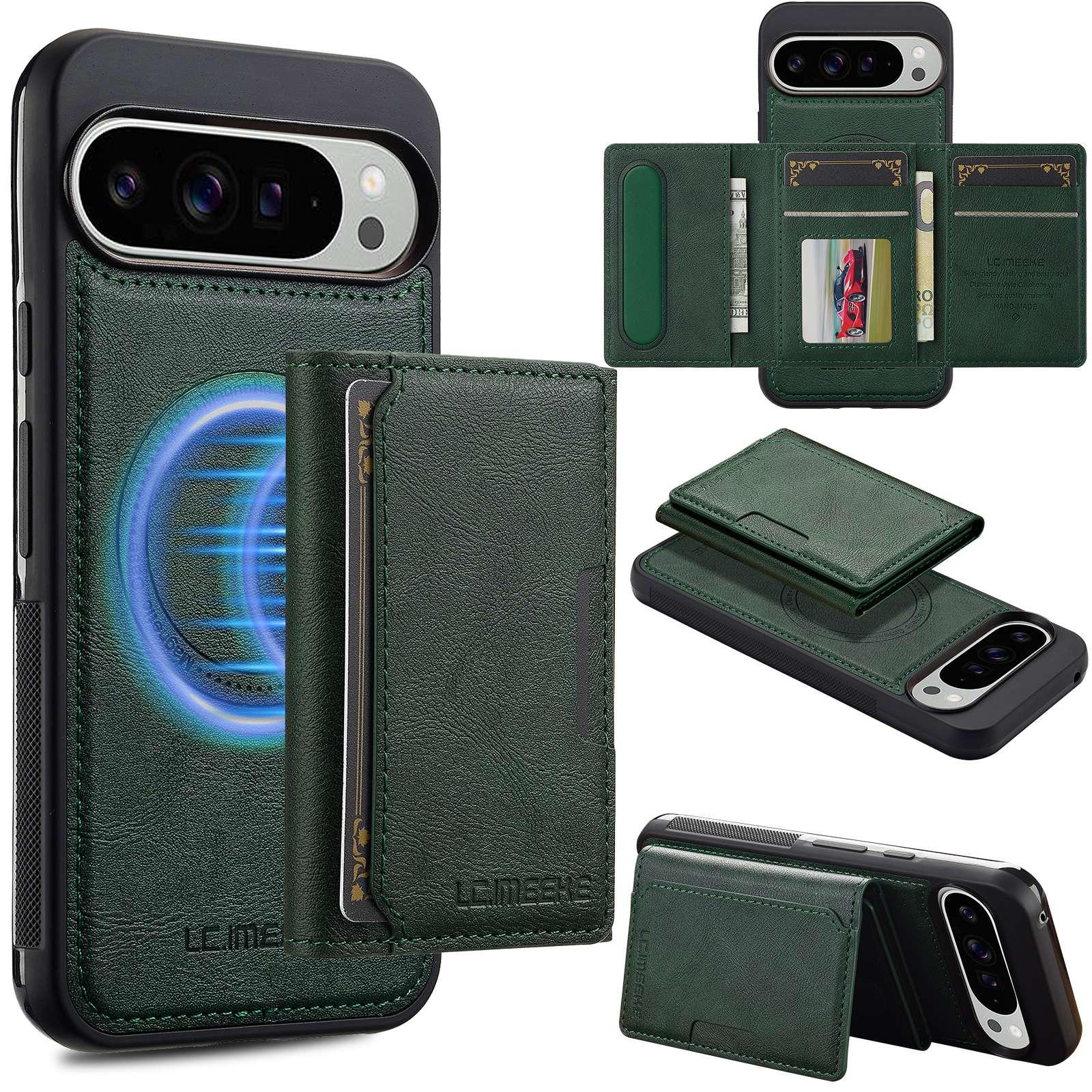 For Google Pixel 11 / 11 Pro LC.IMEEKE L5 Series Detachable RFID Card Bag Magsafe Phone Case(Green) - Shopkiz.com