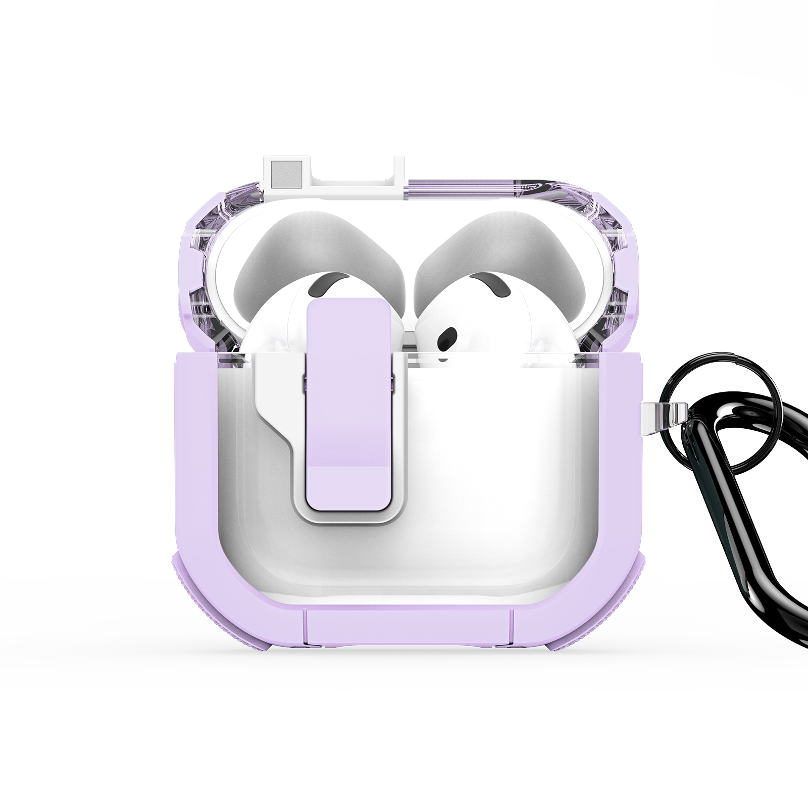 For AirPods 4 DUX DUCIS PECN Series Split Two-color Transparent Earphone Case with Hook(Purple White) - Shopkiz.com