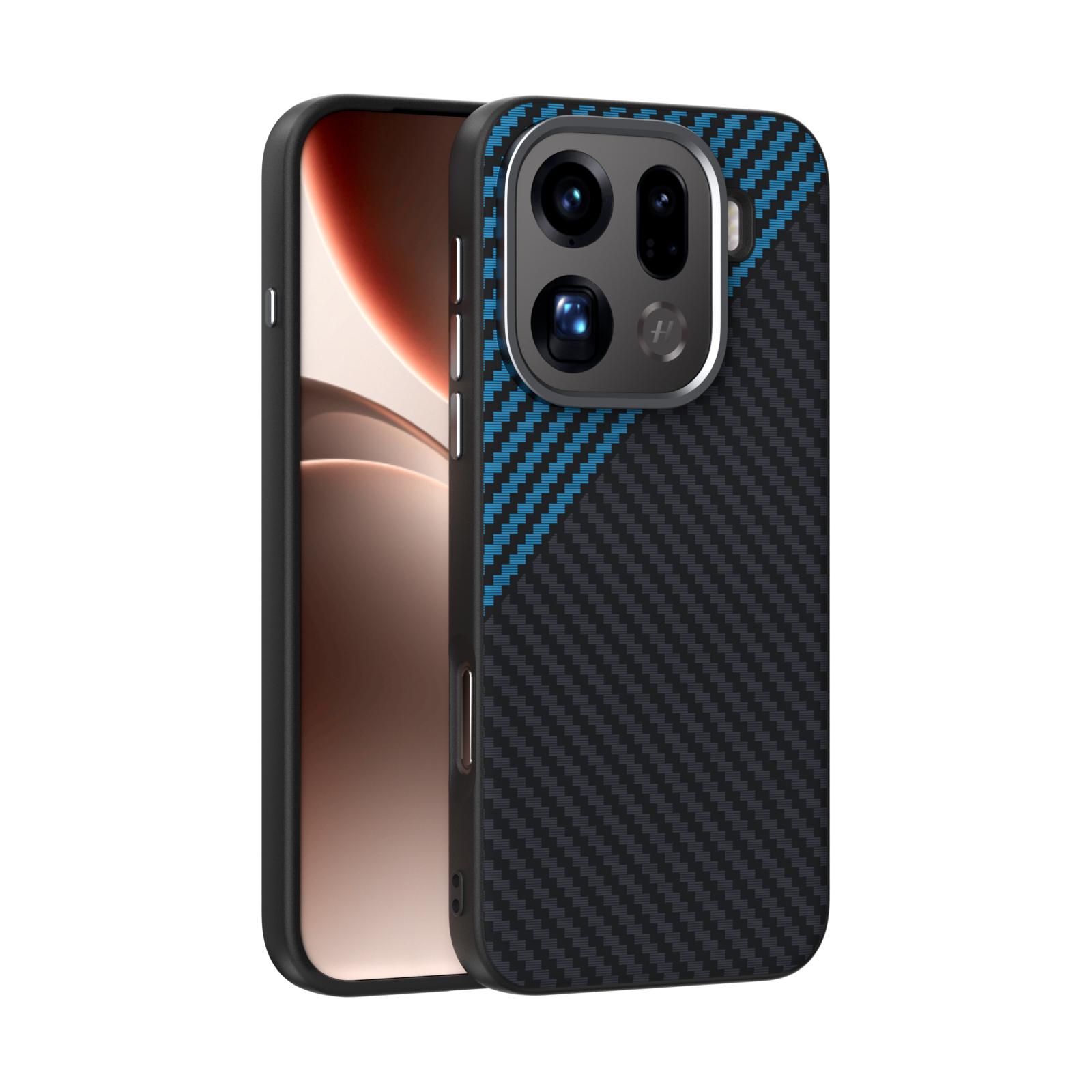 For OPPO Find X9 Pro ABEEL C Carbon Fiber Series 6D Micro Relief MagSafe Phone Case(Black Blue) - Shopkiz.com