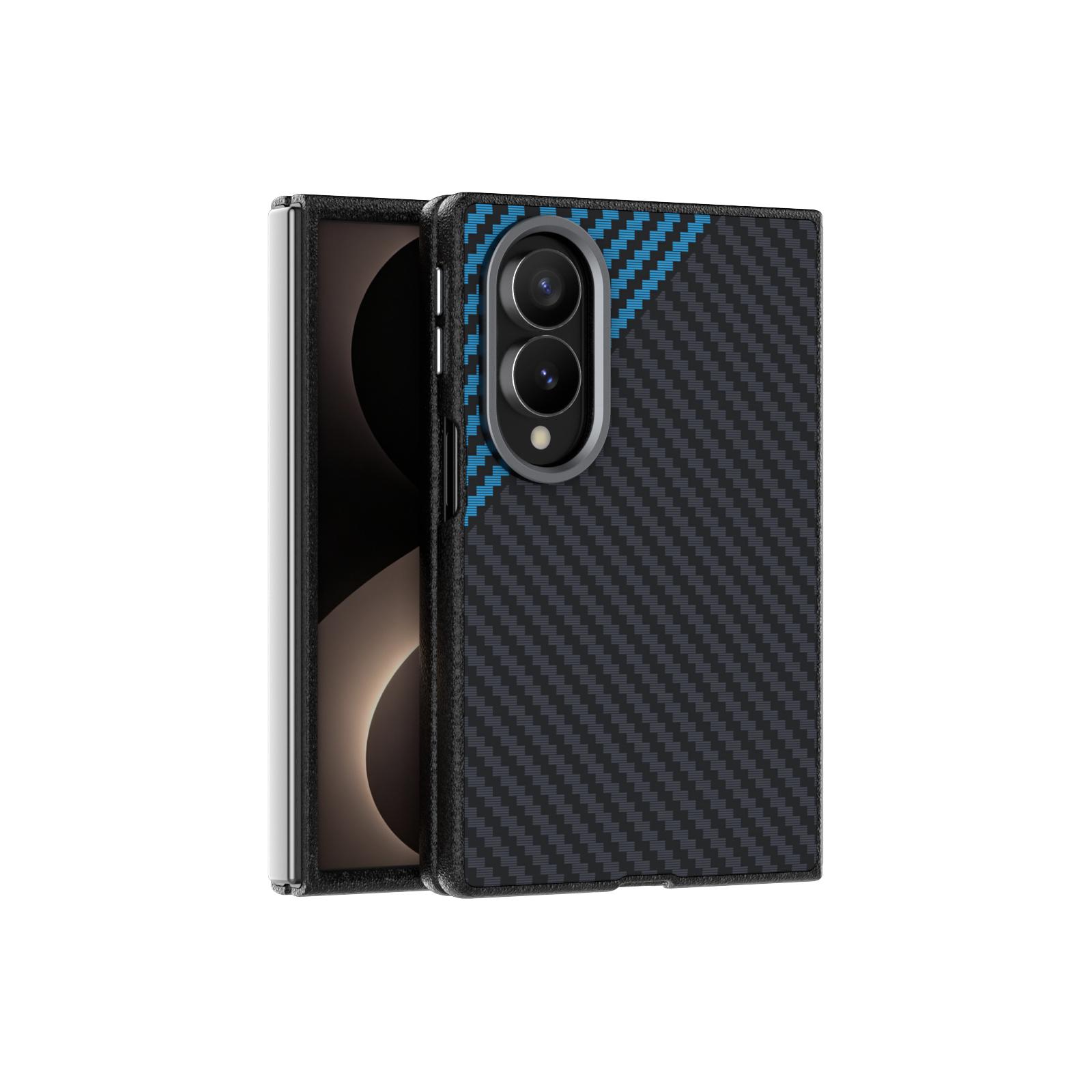 For Galaxy Z Fold8 5G ABEEL C Carbon Fiber Series 6D Micro Relief MagSafe Phone Case(Black Blue) - Shopkiz.com