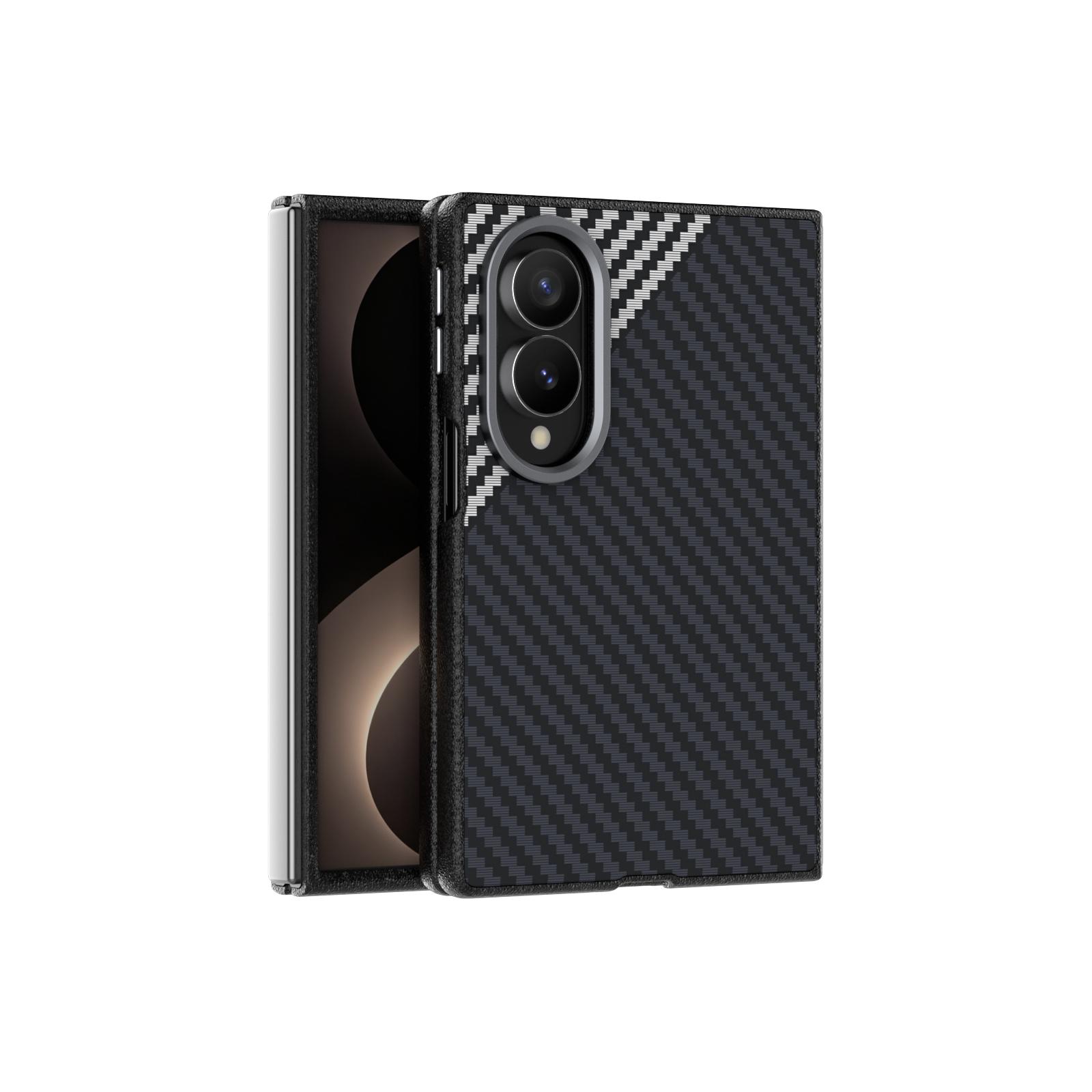 For Galaxy Z Fold8 5G ABEEL C Carbon Fiber Series 6D Micro Relief MagSafe Phone Case(Black Grey) - Shopkiz.com