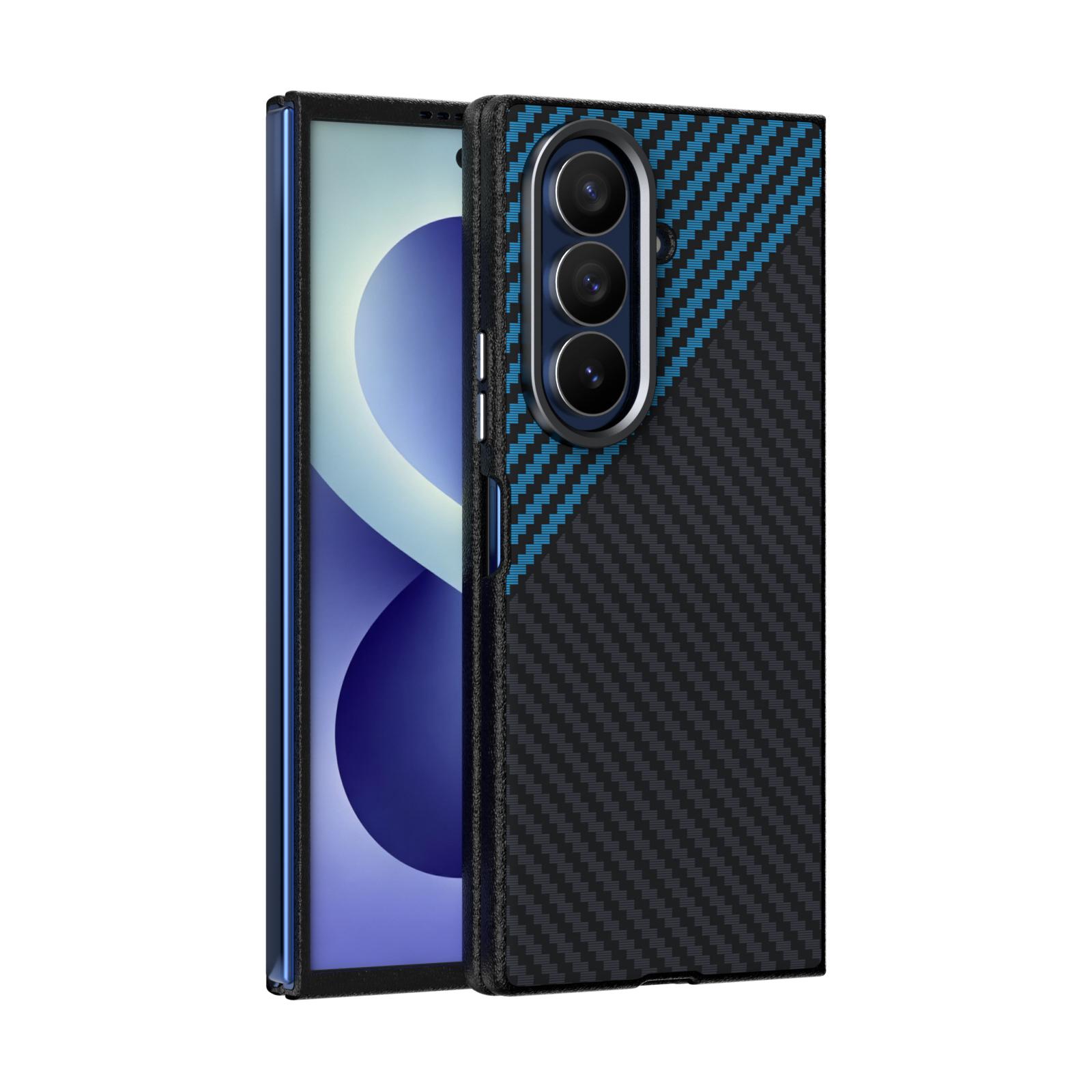For Galaxy Z Fold8 Ultra 5G ABEEL C Carbon Fiber Series 6D Micro Relief MagSafe Phone Case(Black Blue) - Shopkiz.com