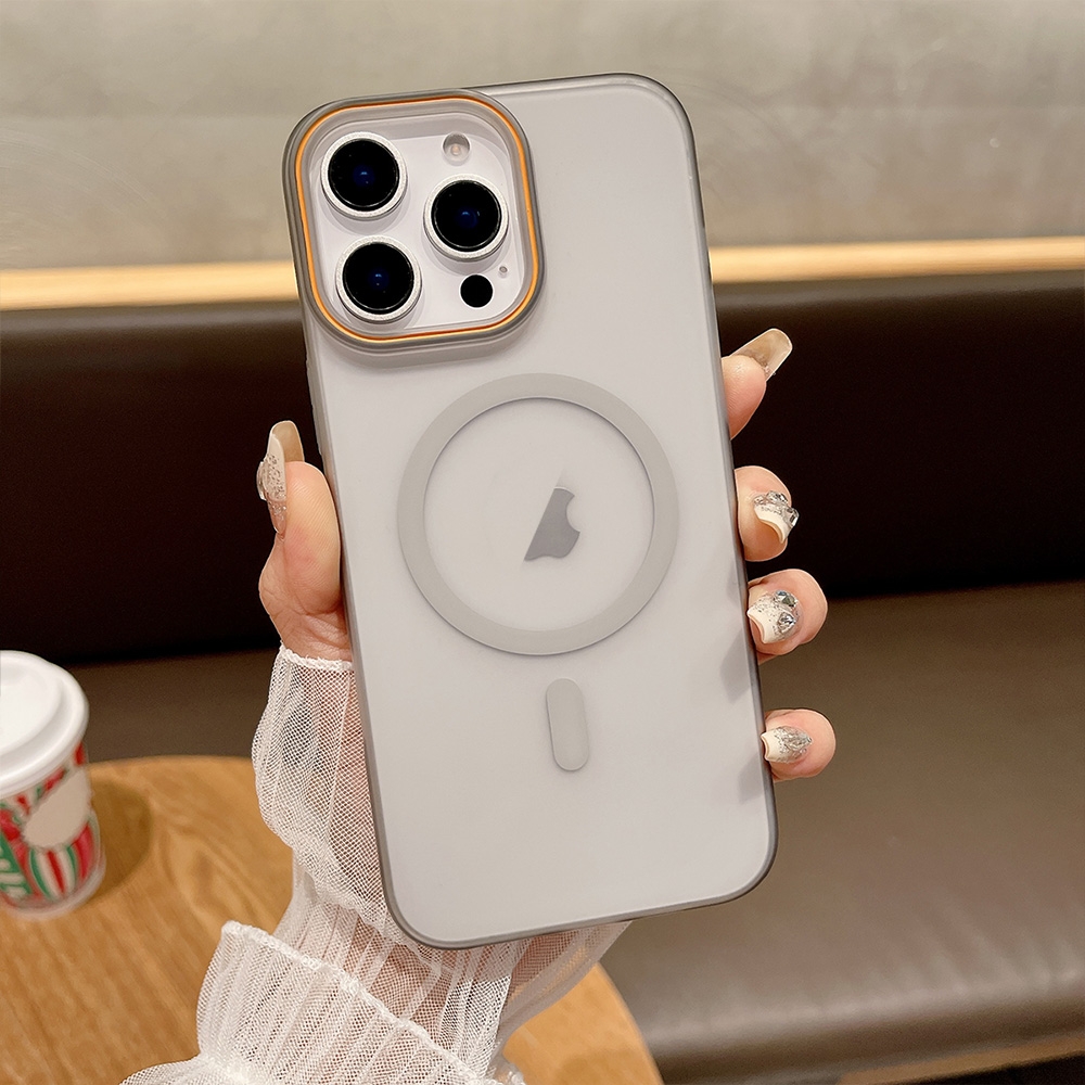 For iPhone 15 Pro Soft Sandy Skin Feel MagSafe Magnetic PC Phone Case(Light Grey) - Shopkiz.com
