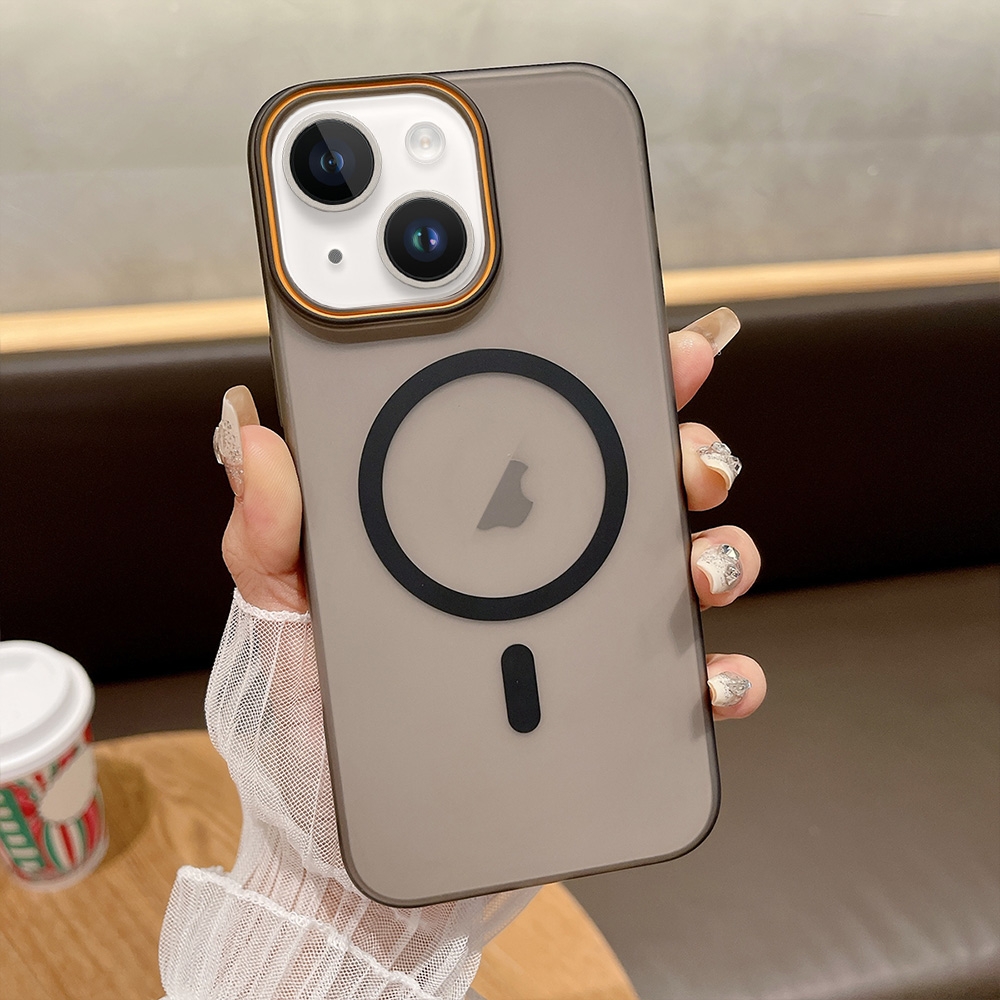 For iPhone 15 Soft Sandy Skin Feel MagSafe Magnetic PC Phone Case(Light Black) - Shopkiz.com