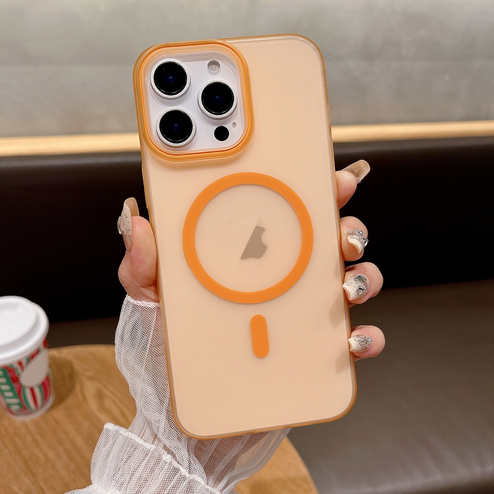 For iPhone 14 Pro Soft Sandy Skin Feel MagSafe Magnetic PC Phone Case(Orange) - Shopkiz.com