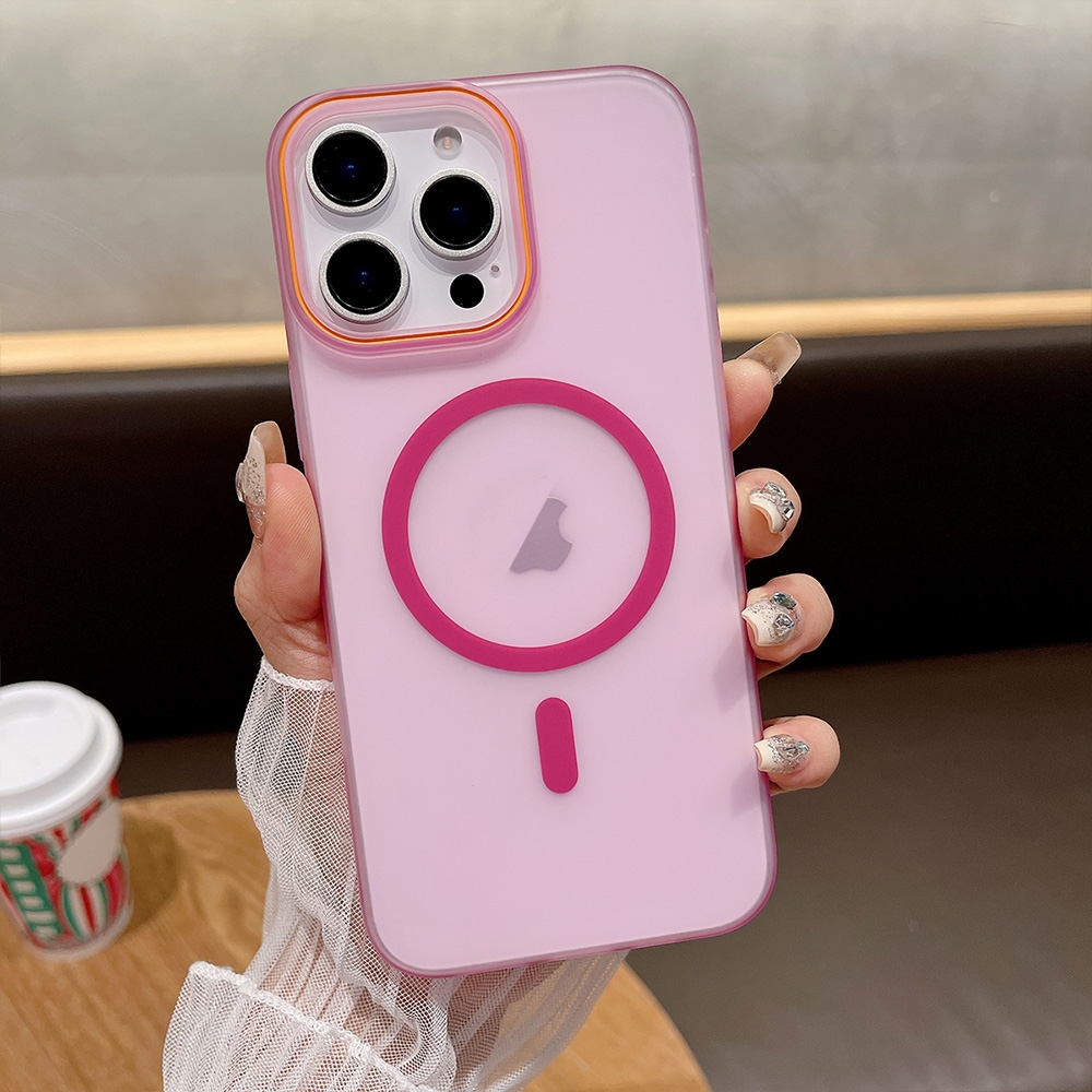 For iPhone 14 Pro Soft Sandy Skin Feel MagSafe Magnetic PC Phone Case(Rose Pink) - Shopkiz.com