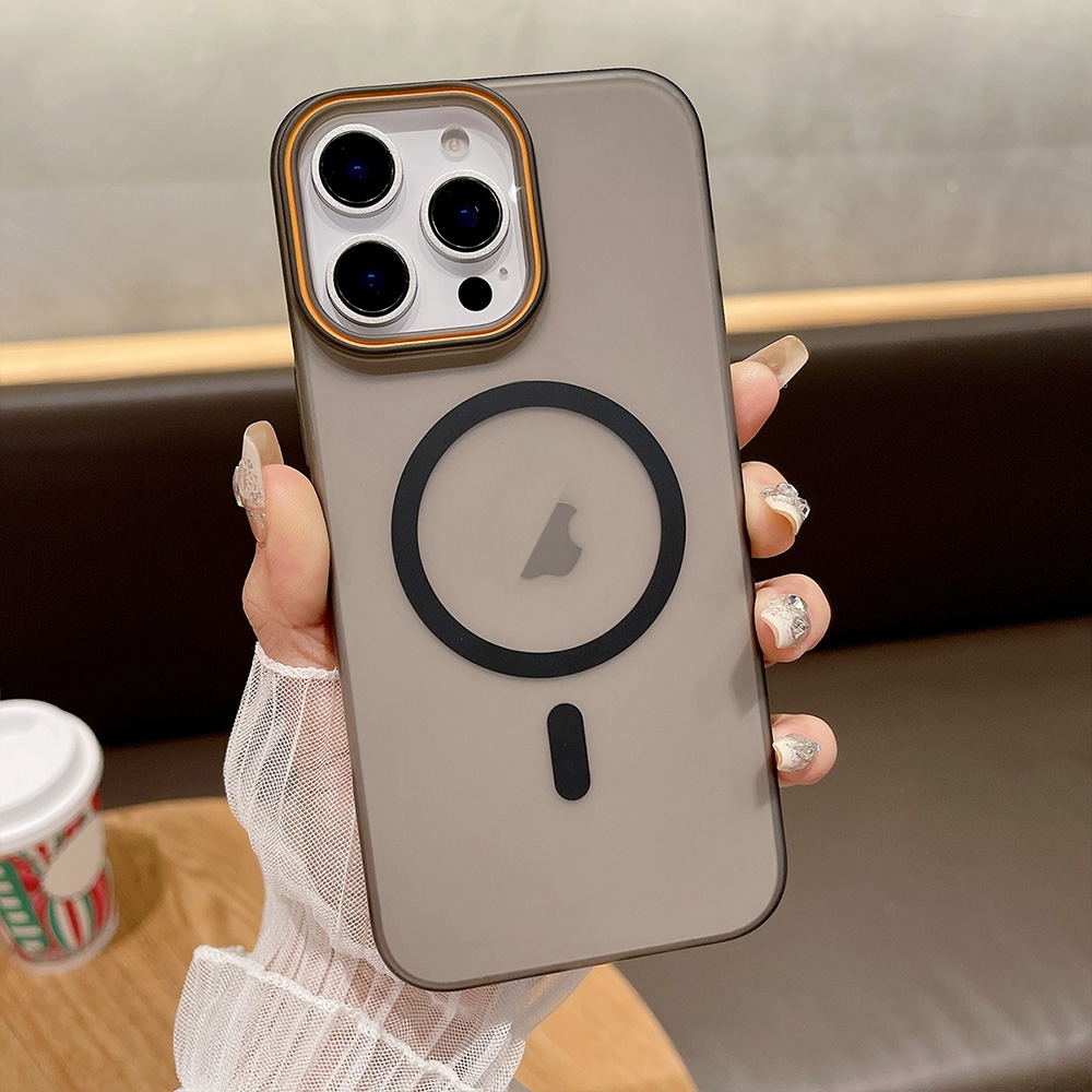 For iPhone 14 Pro Max Soft Sandy Skin Feel MagSafe Magnetic PC Phone Case(Light Black) - Shopkiz.com