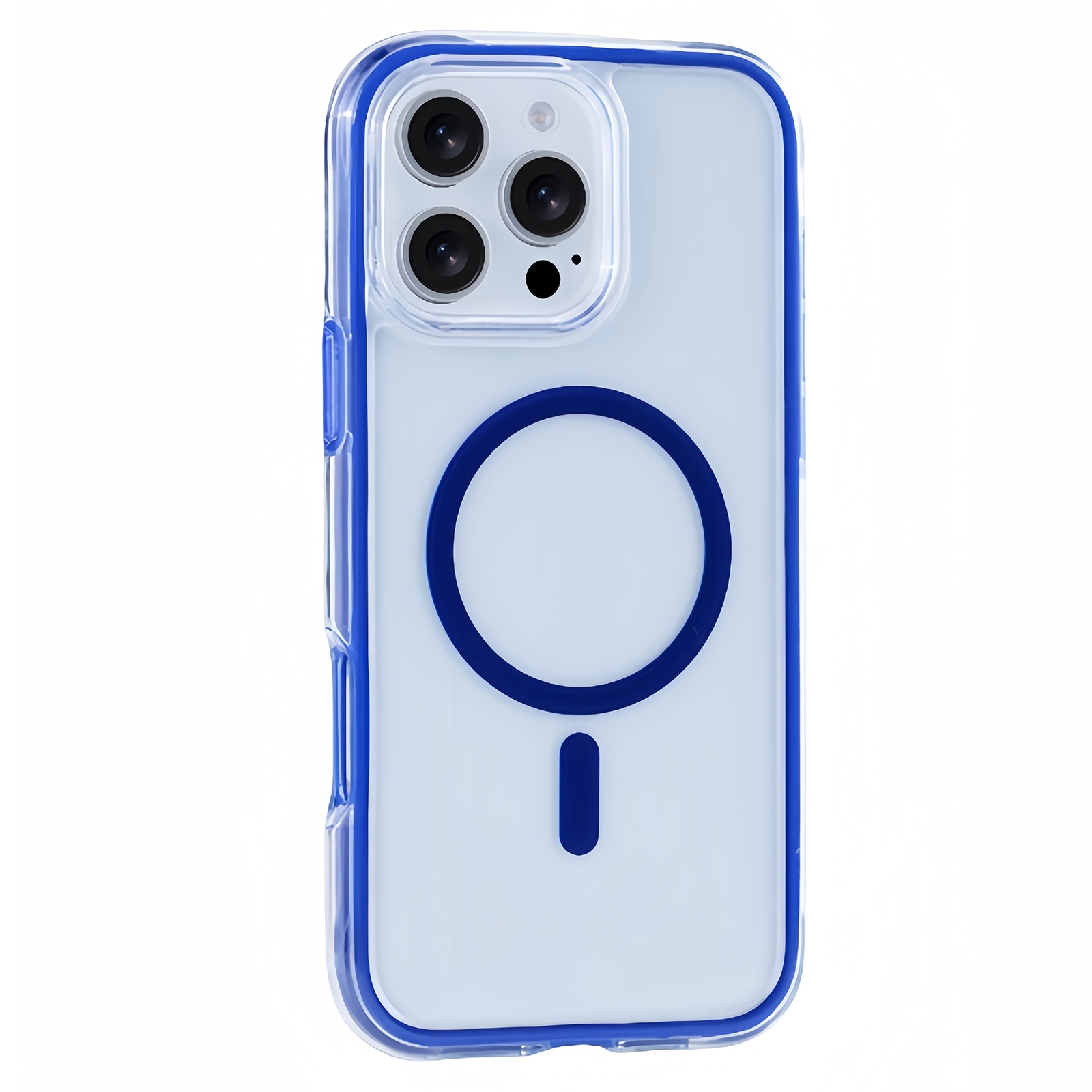 For iPhone 16 Pro Max Vacuum Airbag Y2 Series Transparent MagSafe Magnetic Phone Case(Navy Blue) - Shopkiz.com