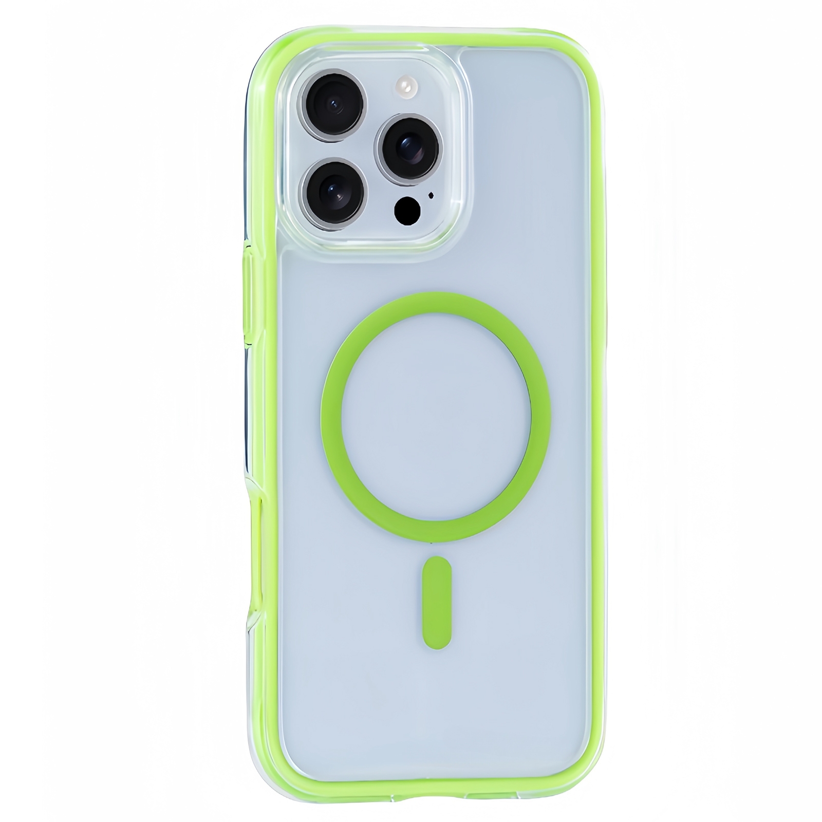 For iPhone 16 Pro Max Vacuum Airbag Y2 Series Transparent MagSafe Magnetic Phone Case(Fluorescent Green) - Shopkiz.com