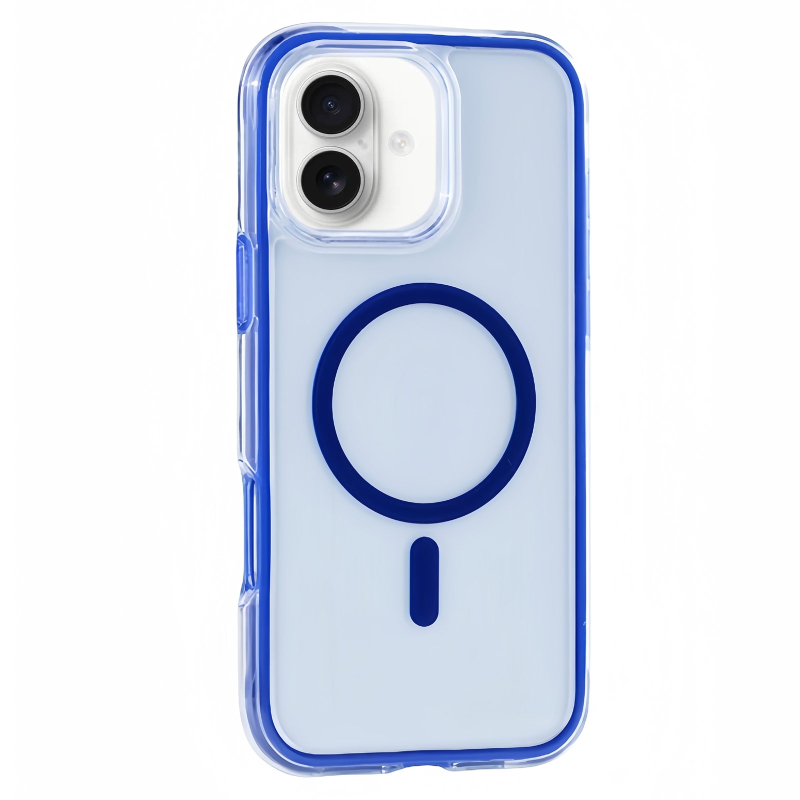 For iPhone 16 Plus Vacuum Airbag Y2 Series Transparent MagSafe Magnetic Phone Case(Navy Blue) - Shopkiz.com