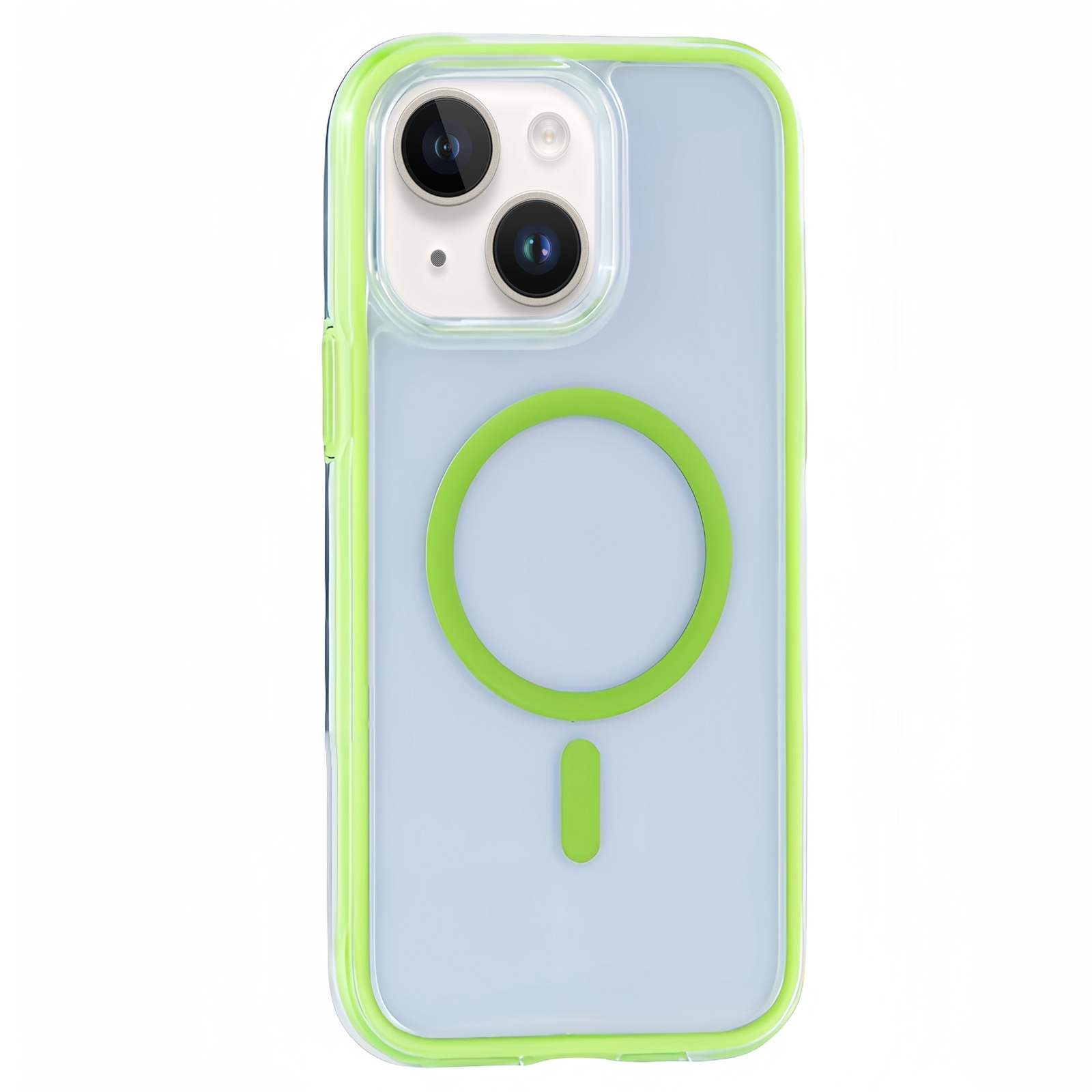 For iPhone 15 Vacuum Airbag Y2 Series Transparent MagSafe Magnetic Phone Case(Fluorescent Green) - Shopkiz.com