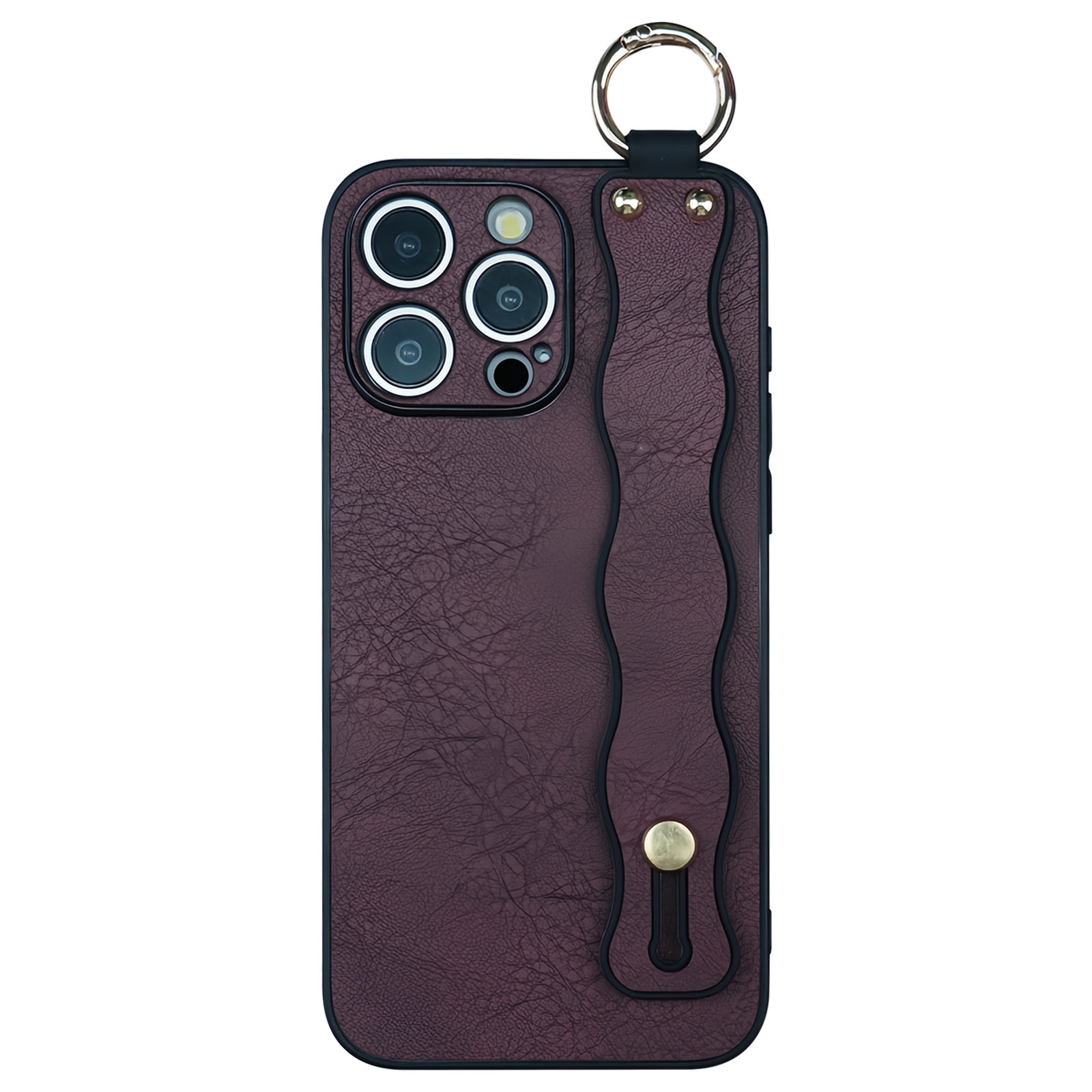 For iPhone 15 Pro Max Wavy Wristband Bracket TPU Phone Case(Wine Red) - Shopkiz.com