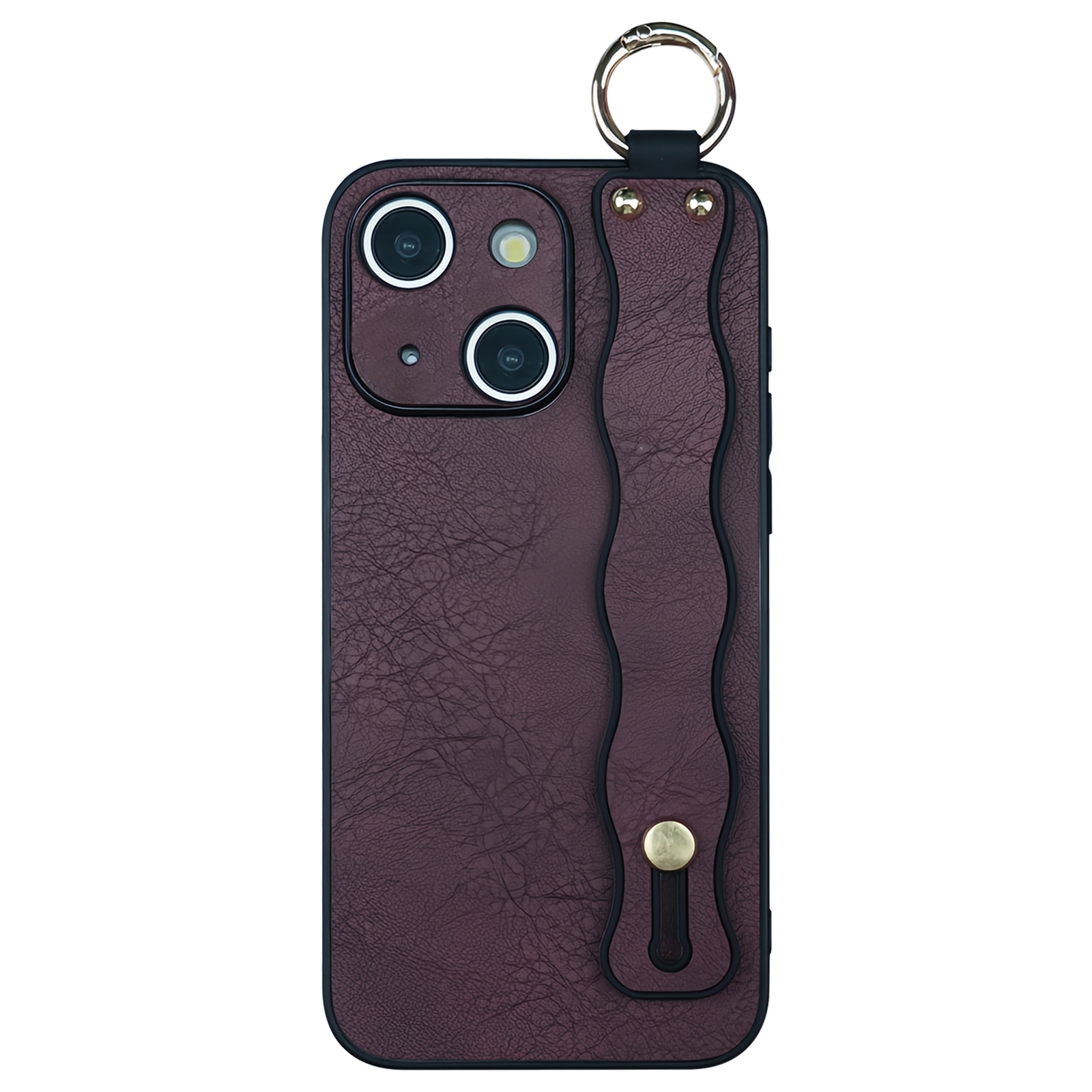 For iPhone 15 Wavy Wristband Bracket TPU Phone Case(Wine Red) - Shopkiz.com