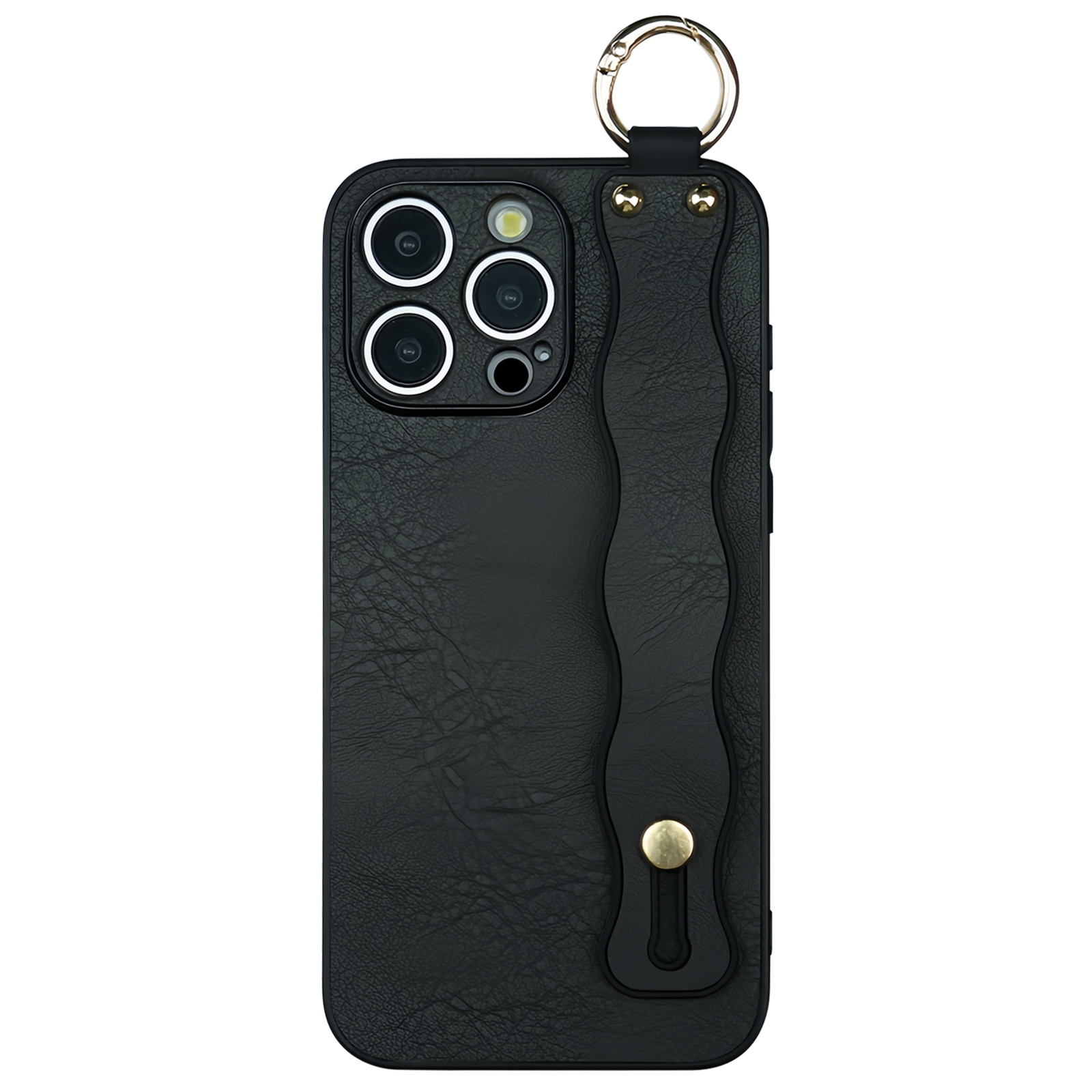 For iPhone 13 Pro Wavy Wristband Bracket TPU Phone Case(Black) - Shopkiz.com