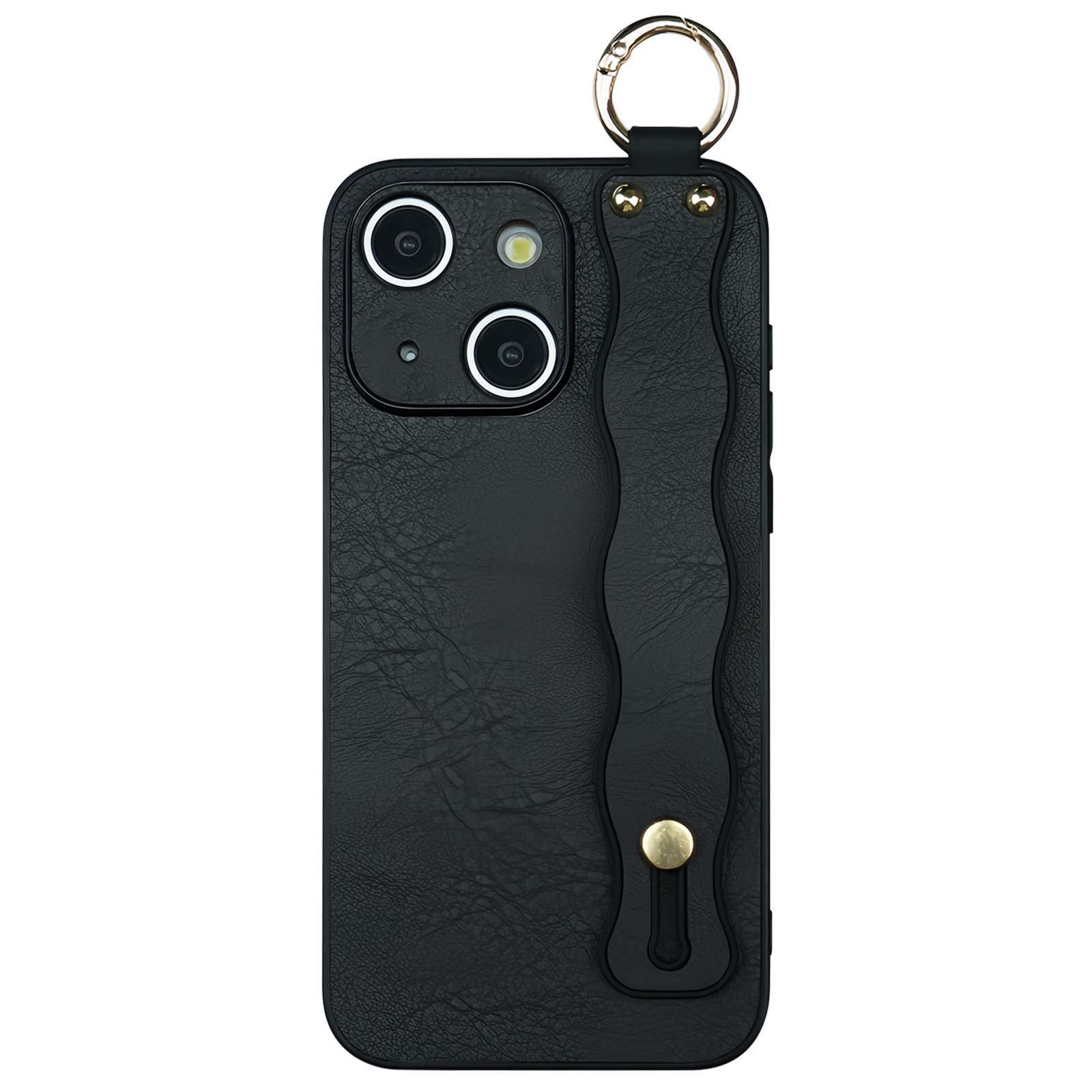 For iPhone 13 Wavy Wristband Bracket TPU Phone Case(Black) - Shopkiz.com