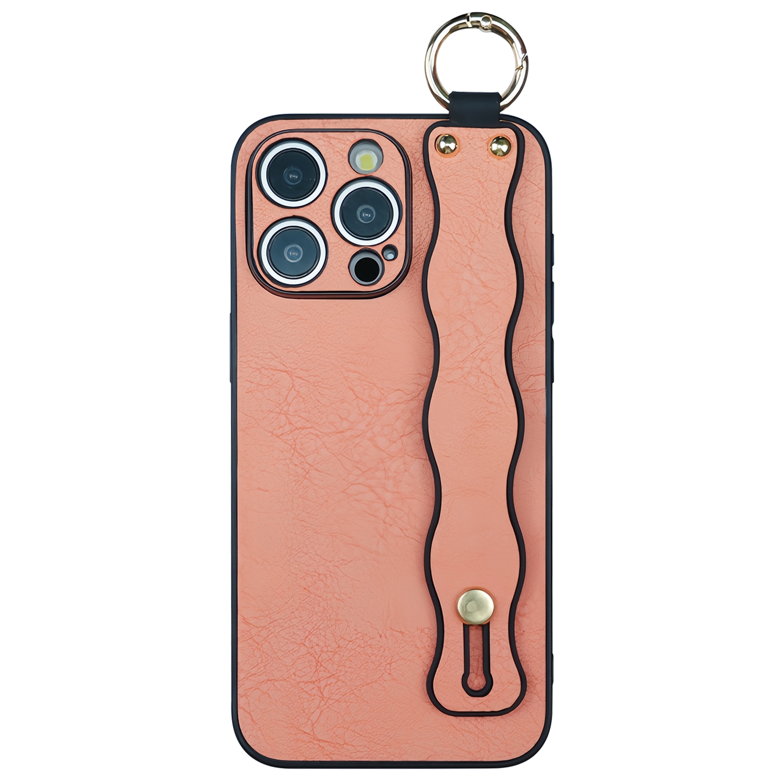 For iPhone 12 Pro Wavy Wristband Bracket TPU Phone Case(Pink) - Shopkiz.com