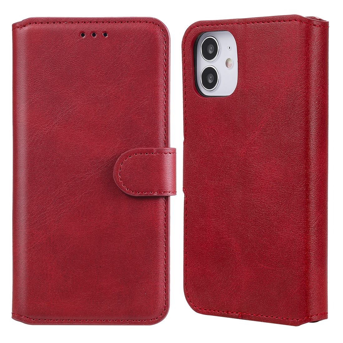 For iPhone 12 mini Classic Calf Texture PU + TPU Horizontal Flip Leather Case, with Holder & Card Slots & Wallet(Red) - Shopkiz.com
