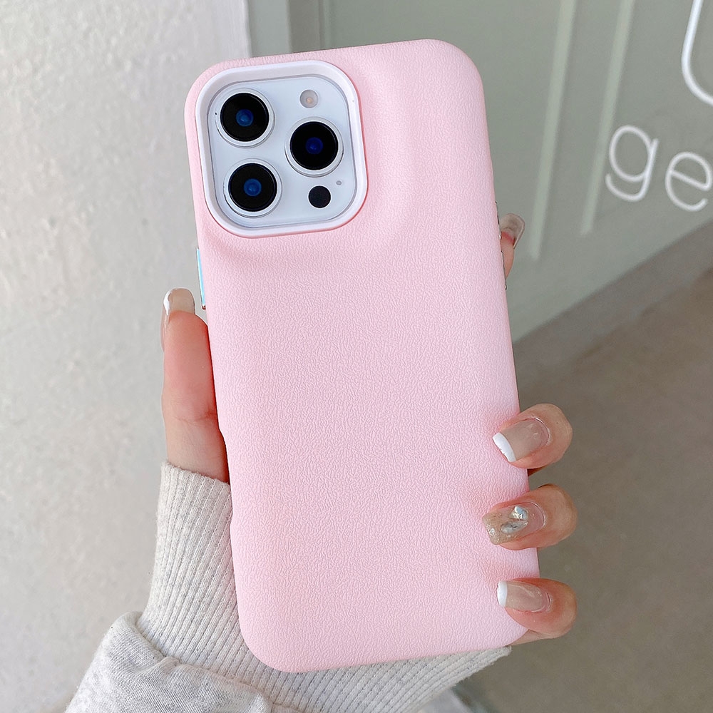 For iPhone 12 Pro Leather Texture Phone Case(Pink) - Shopkiz.com
