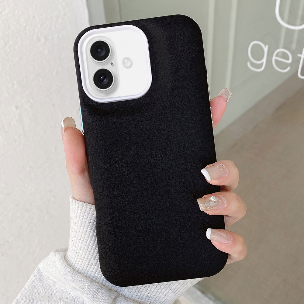 For iPhone 16 Leather Texture Phone Case(Black) - Shopkiz.com